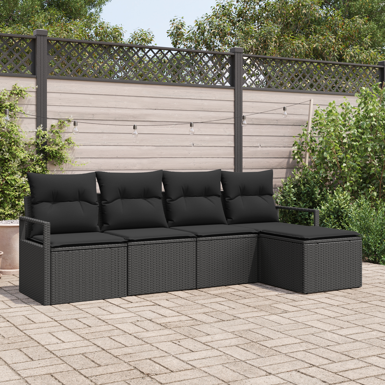 Thumbnail - vidaXL 5-teiliges Garten-Sofa-Set mit Kissen Schwarz Poly Rattan