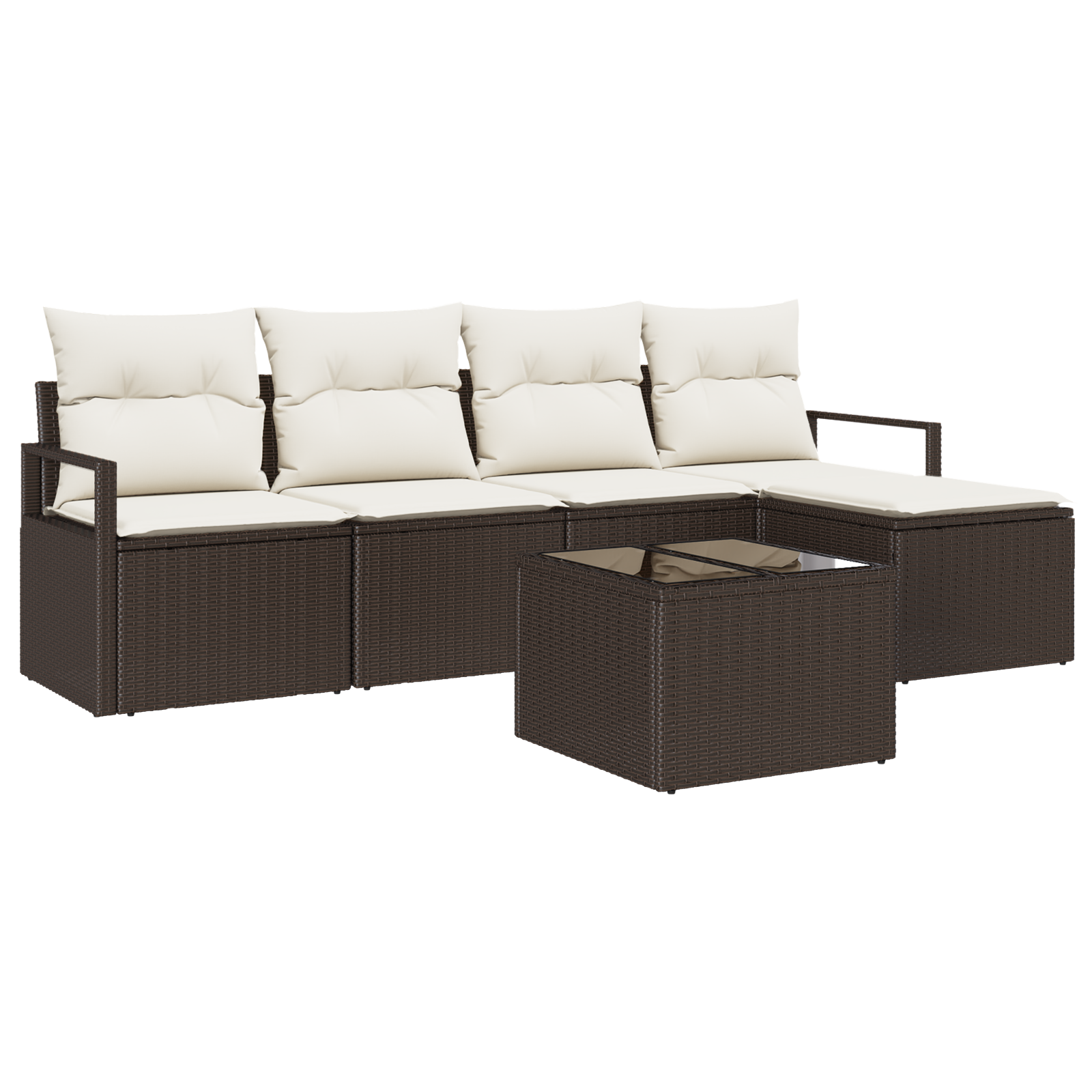 5 dalių sodo sofa rinkinys su pagalvėmis pilkas poli ratanas - Image 2