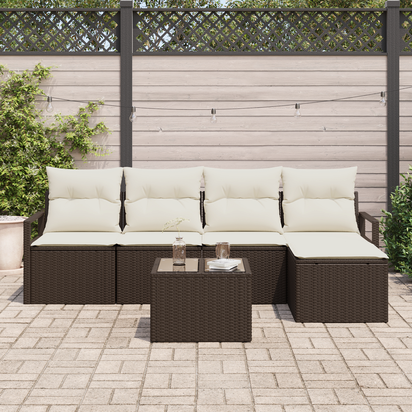 5 dalių sodo sofa rinkinys su pagalvėmis pilkas poli ratanas - Image 3