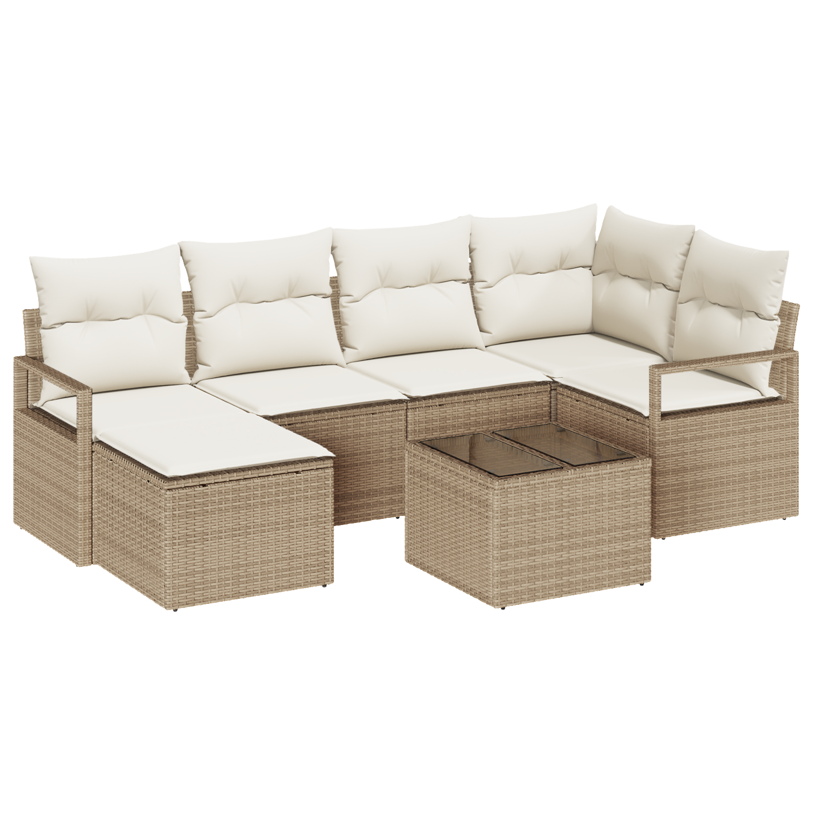 Thumbnail - vidaXL 7-teiliges Garten-Sofa-Set mit Kissen in Braun Poly-Rattan