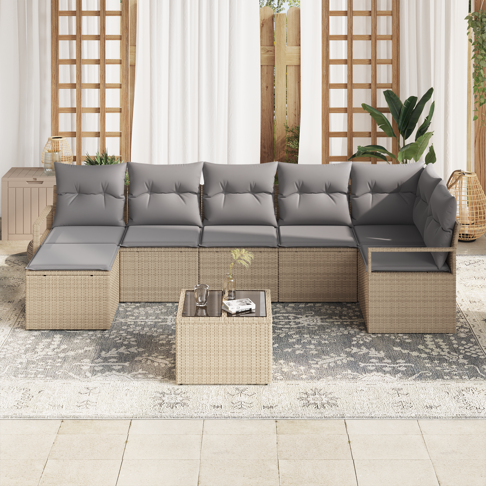 Thumbnail - vidaXL 8 Stück Garten Sofa Set mit Kissen Schwarz Poly Rattan