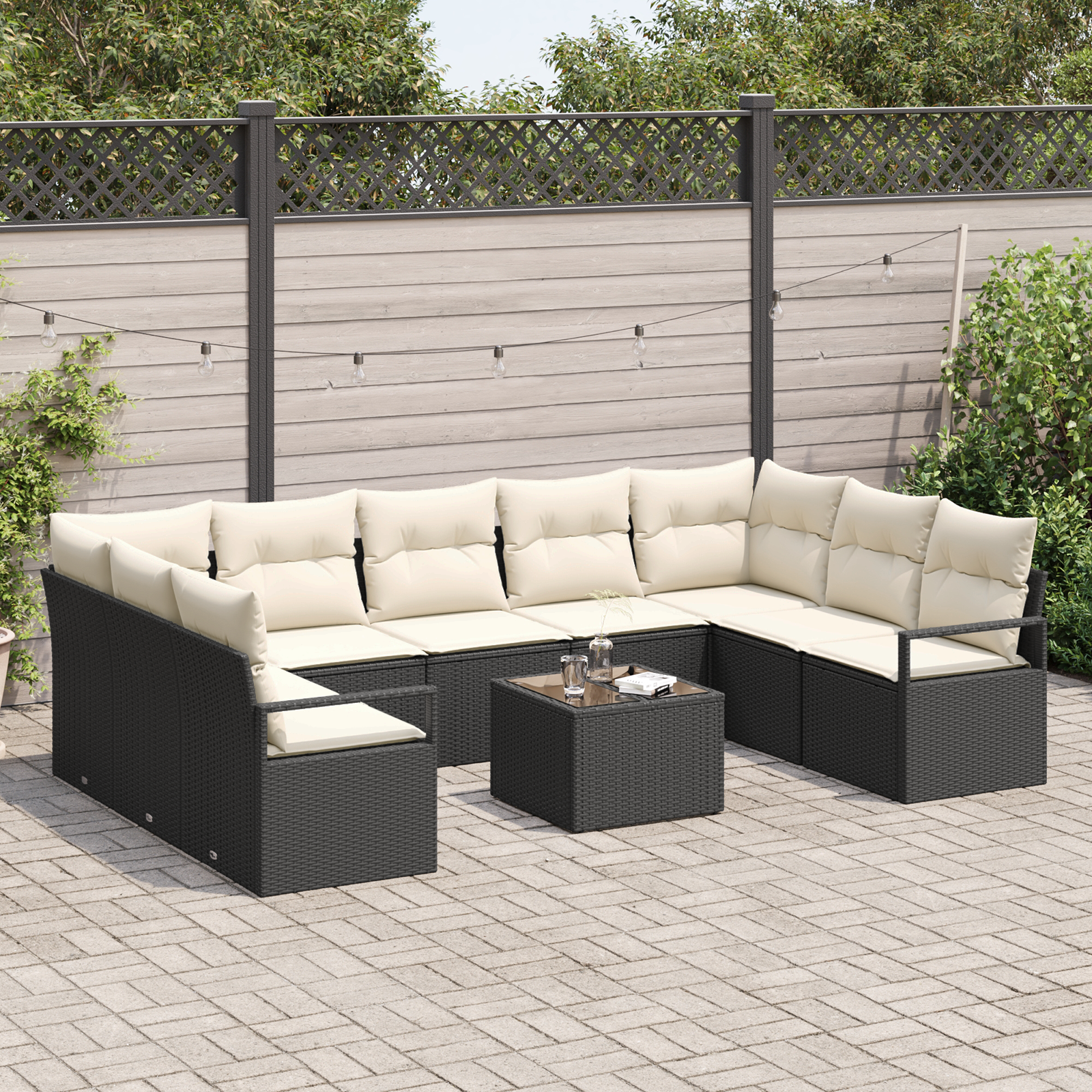 Thumbnail - vidaXL 9-teilige Garten-Sofa-Set mit Kissen braunes Poly-Rattan