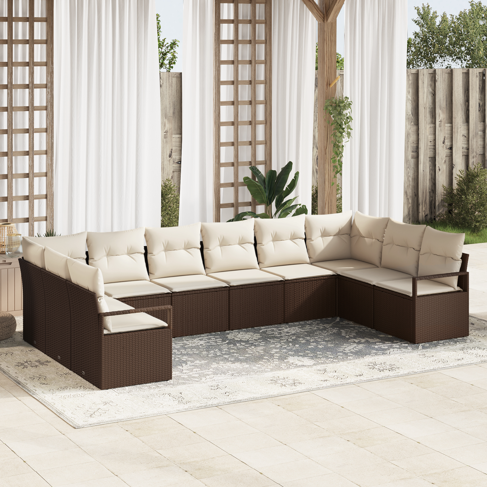 Thumbnail - vidaXL 10-teiliges Garten Sofa Set mit Kissen Braun Poly Rattan