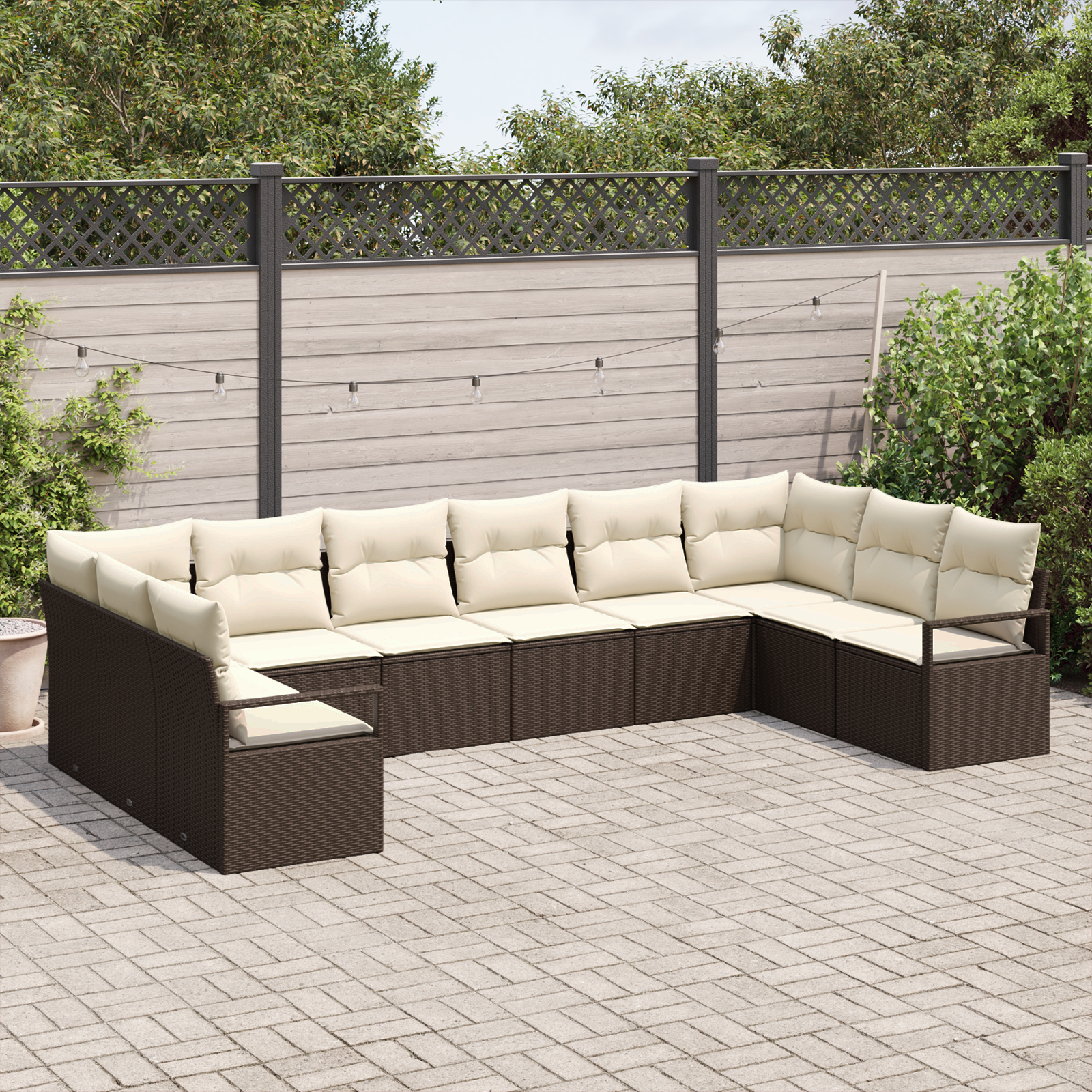 Thumbnail - vidaXL 10-teiliges Garten Sofa Set mit Kissen Braun Poly Rattan