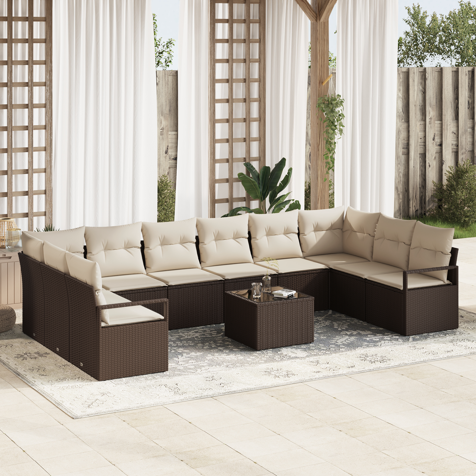 Thumbnail - vidaXL 10-teiliges Garten Sofa Set mit Kissen - graues Poly Rattan