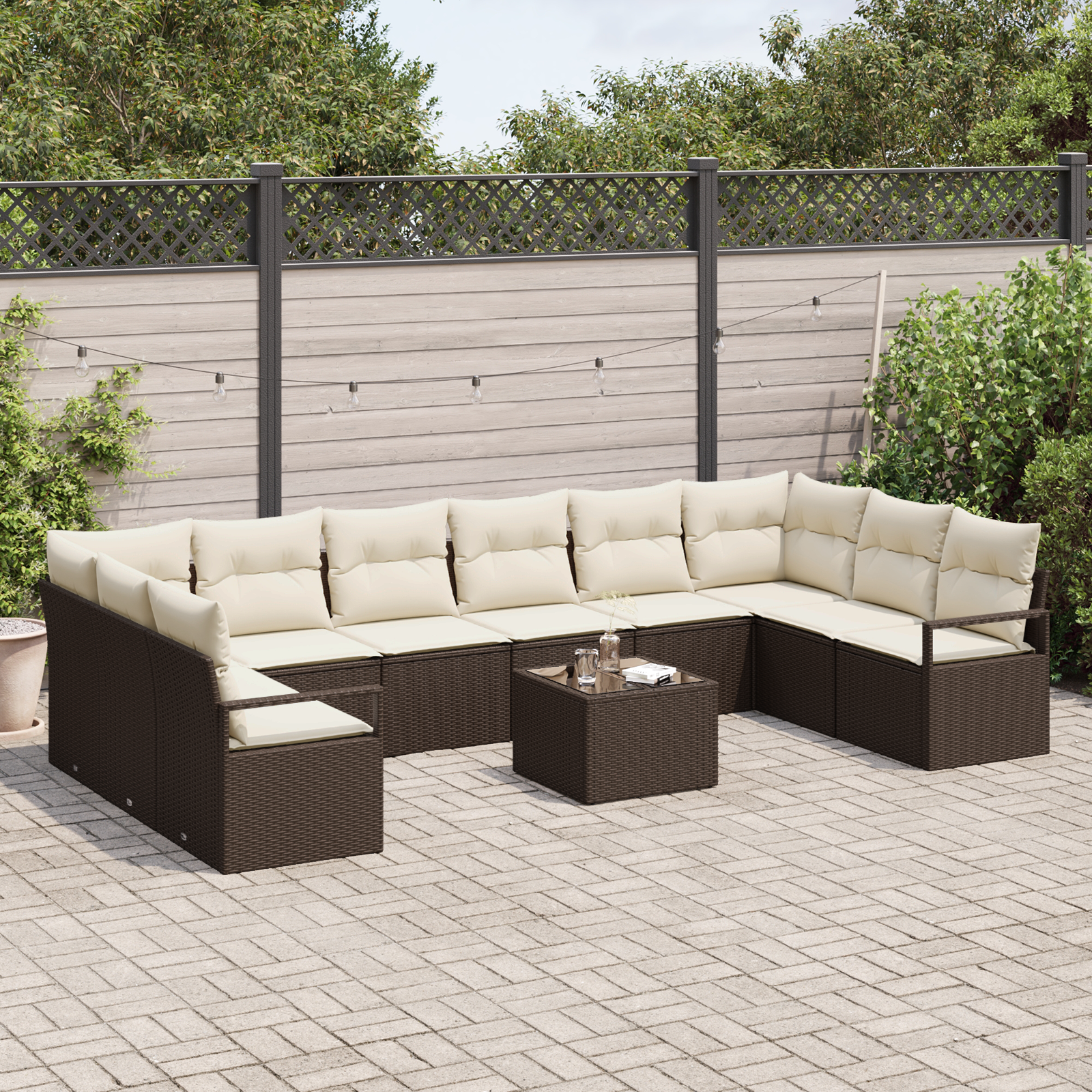 Thumbnail - vidaXL 10-teiliges Garten Sofa Set mit Kissen - graues Poly Rattan