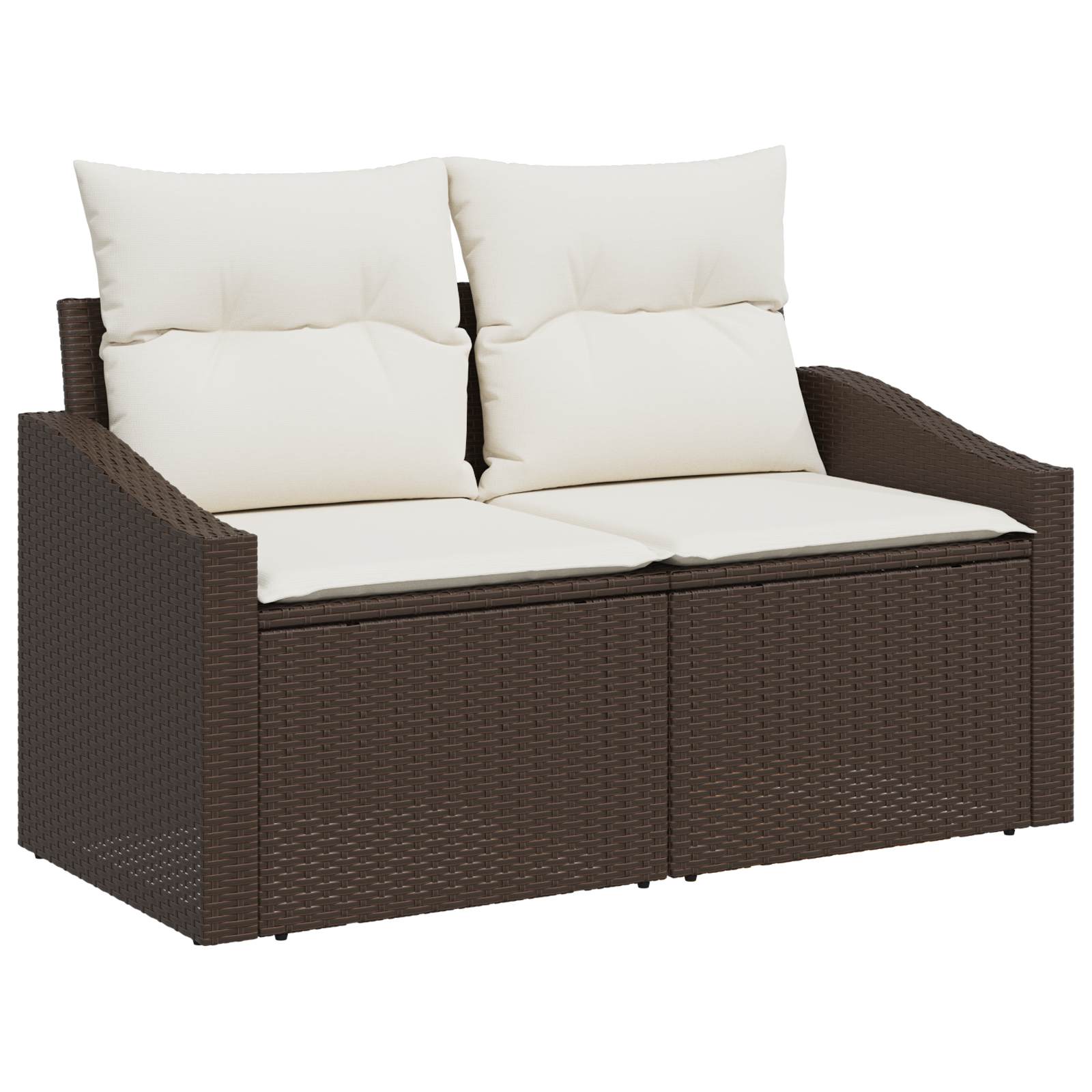 Conjunto de Jantar de Jardim de 8 Peças com Almofadas em Rattan Poliéster Castanho