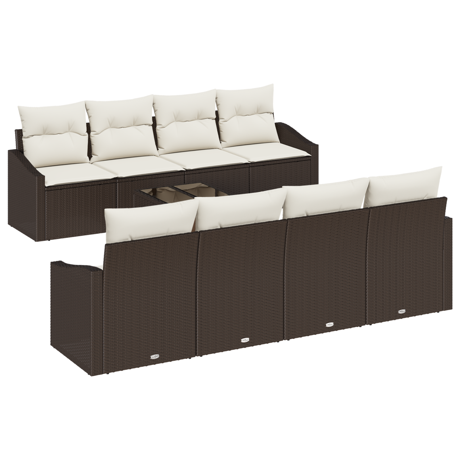 7 dalių sodo sofa rinkinys su pagalvėmis ruda poli ratanas - Image 2