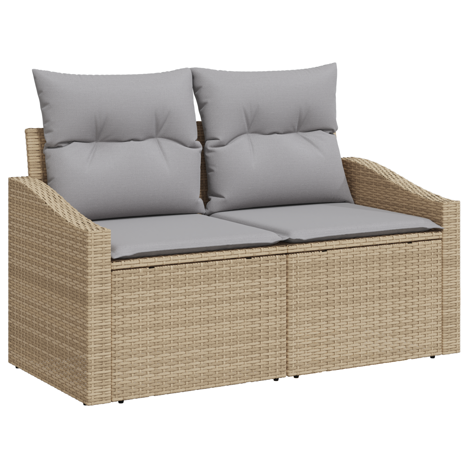 Conjunto de Sofás de Jardim 7 Peças com Almofadas Bege Rattan PE