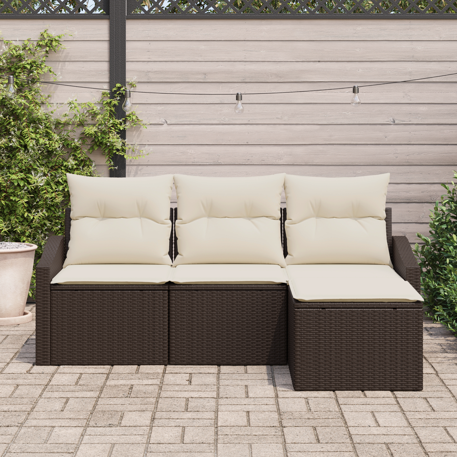 Thumbnail - vidaXL 4-teiliges Garten-Sofa Set mit Kissen - Braun Poly Rattan
