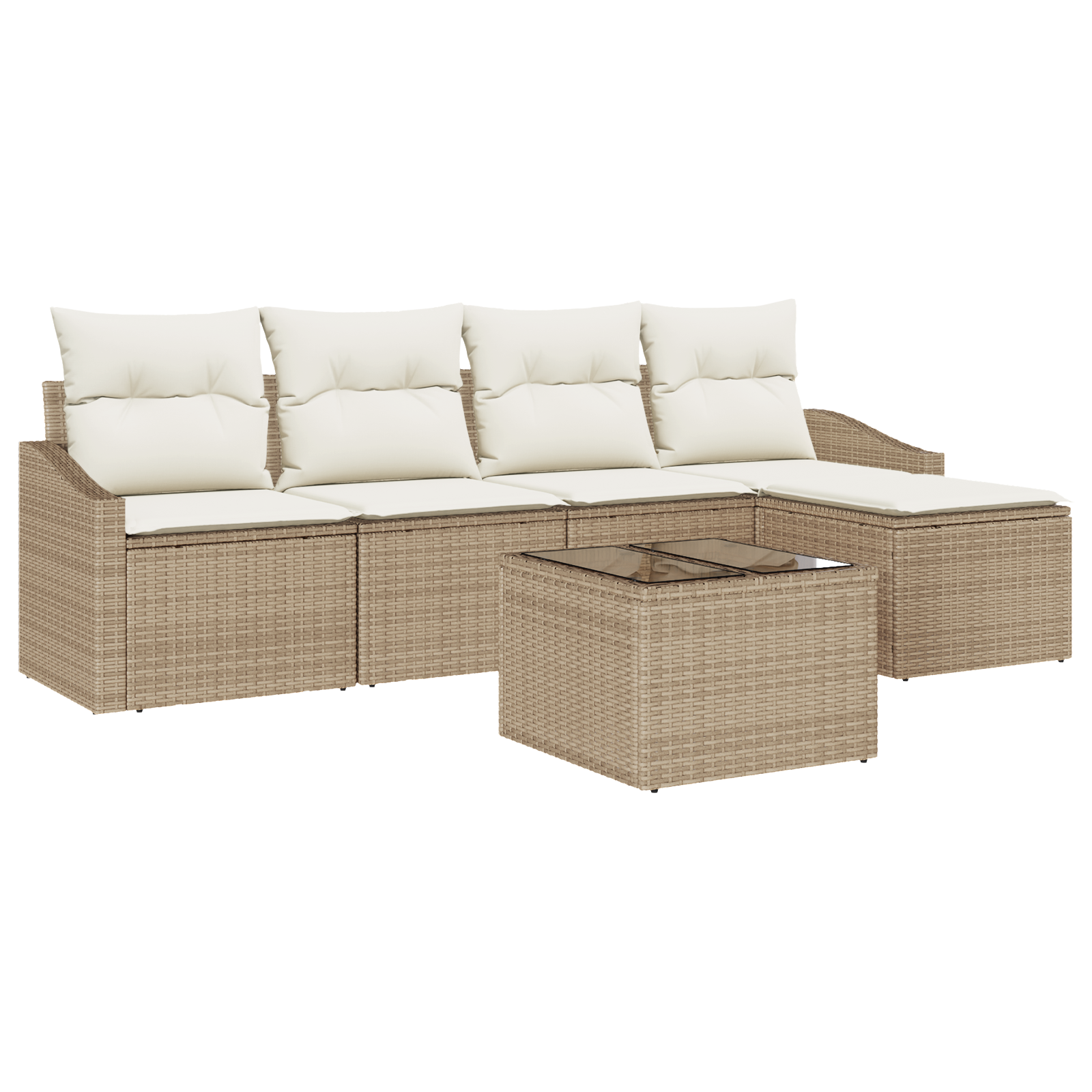 6-tlg. Garten-Essgruppe mit Kissen Braun Poly Rattan - Gartenmöbel - Your Garden Eden