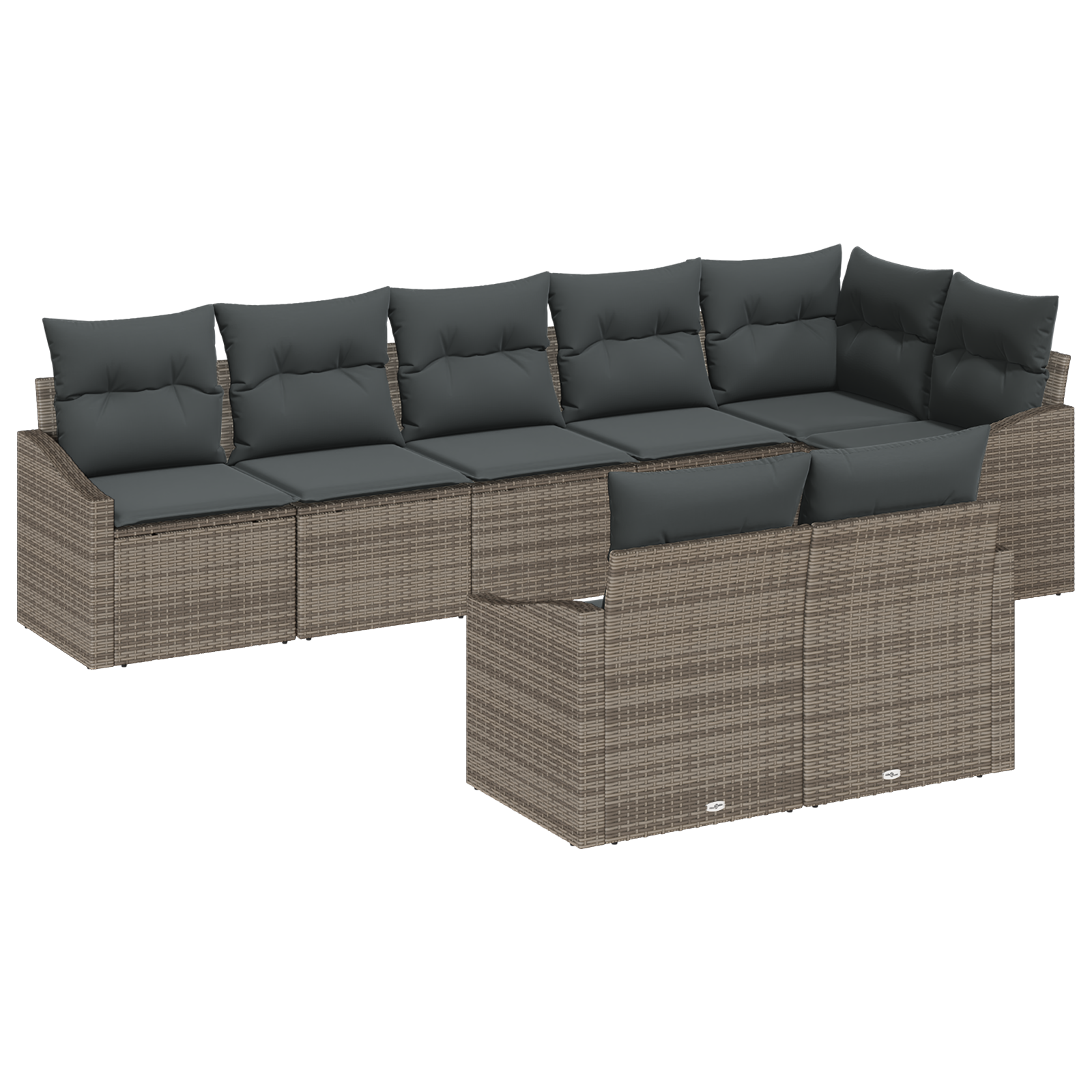 Thumbnail - vidaXL 8-tlg. Garten-Essgruppe mit Kissen Grau Poly Rattan
