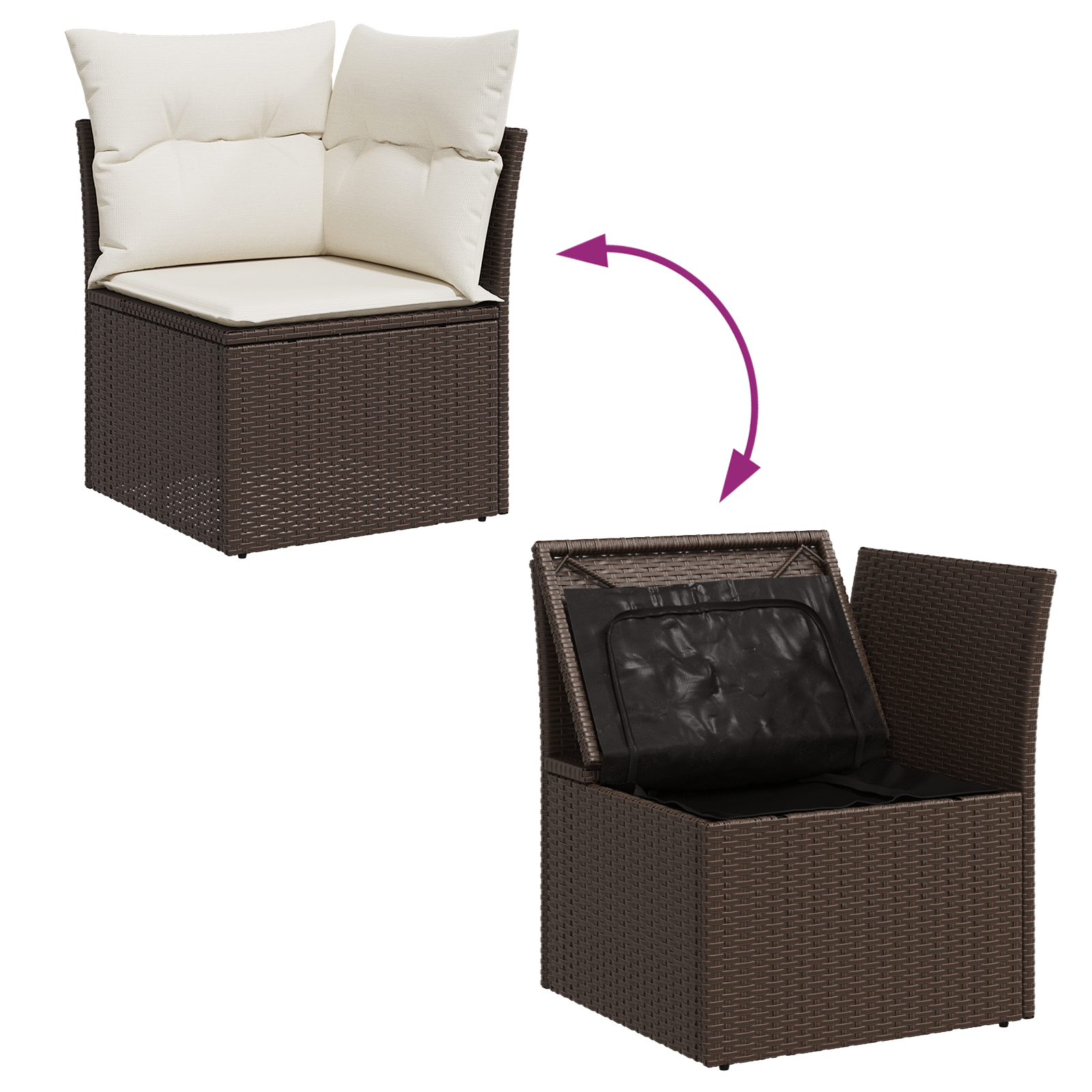 Conjunto de Jantar para Jardim com 8 Peças e Almofadas Cinza em Rattan Sintético