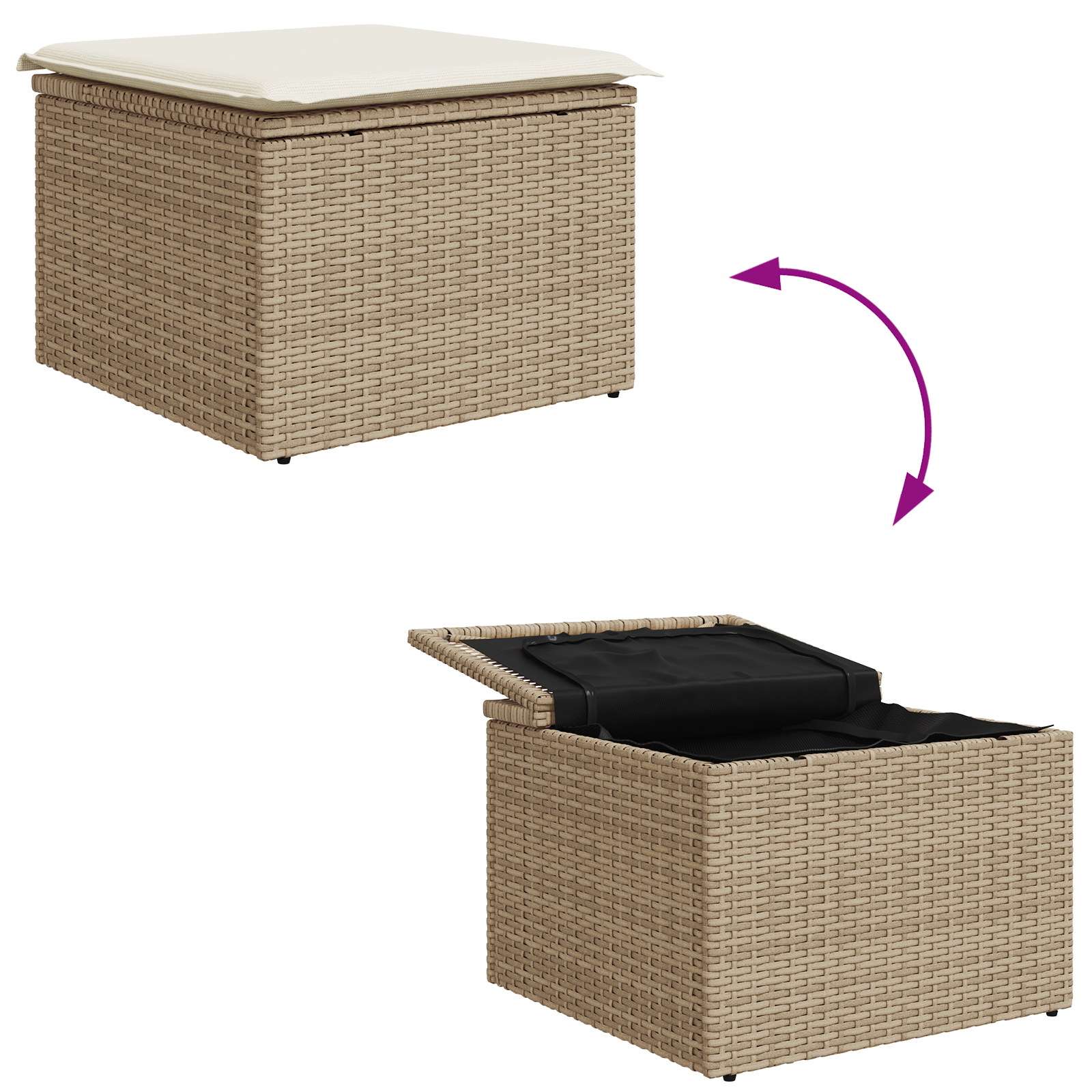 6-teilige Garten-Essgruppe mit Kissen Beige Poly Rattan - Gartenmöbel - Your Garden Eden