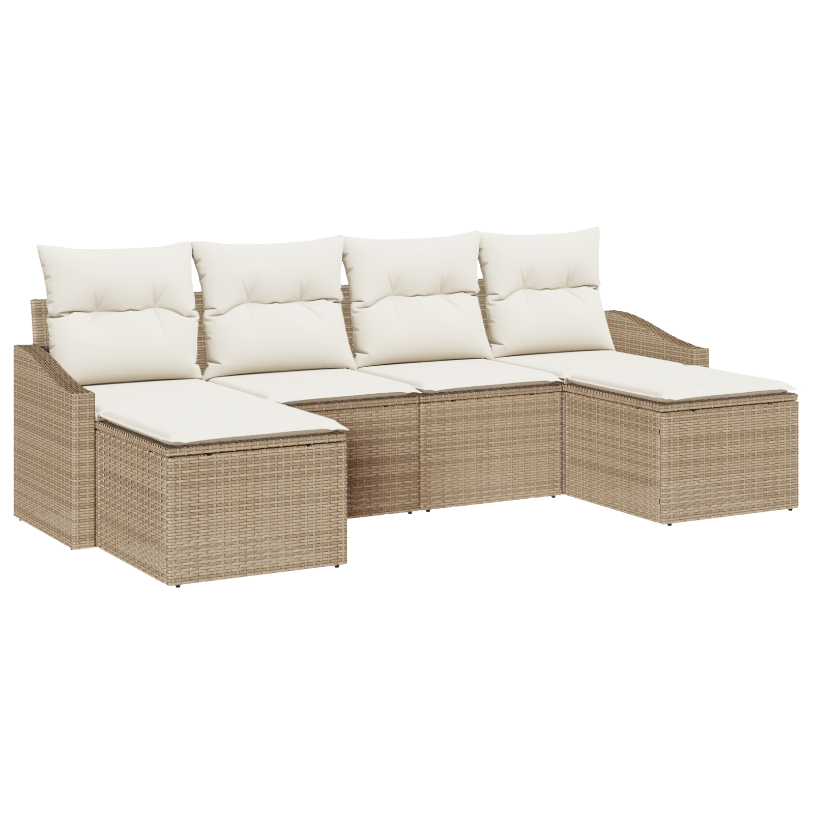 6-teilige Garten-Essgruppe mit Kissen Beige Poly Rattan - Gartenmöbel - Your Garden Eden