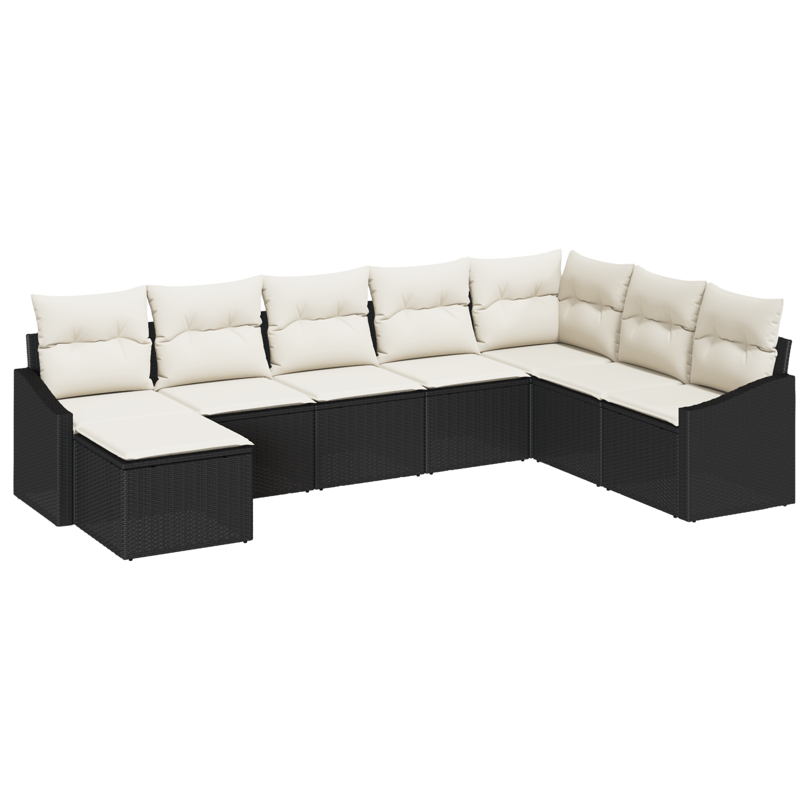 Thumbnail - vidaXL 8-tlg. Garten-Essgruppe mit Kissen Schwarz Poly Rattan