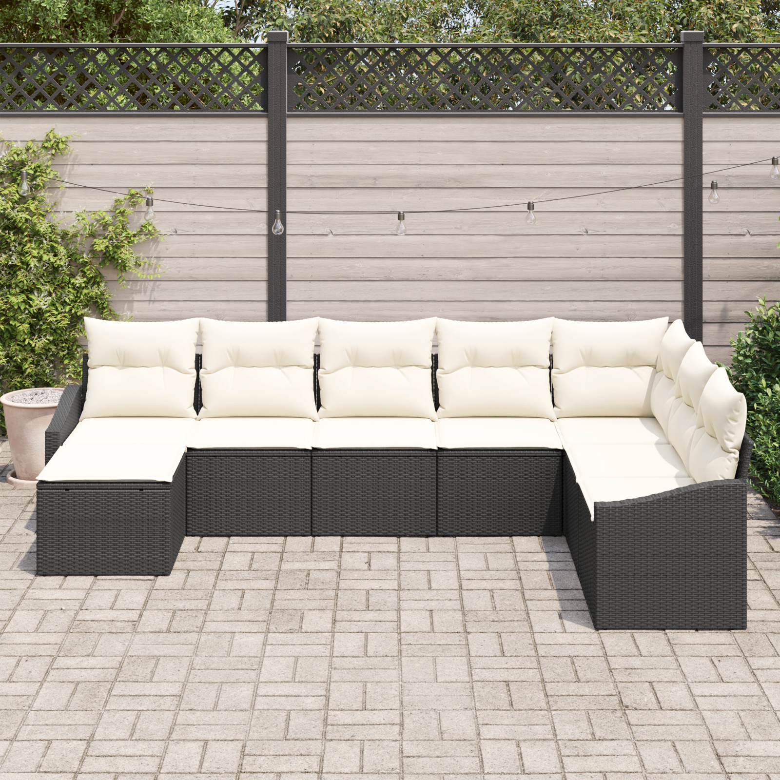 Thumbnail - vidaXL 8-tlg. Garten-Essgruppe mit Kissen Schwarz Poly Rattan