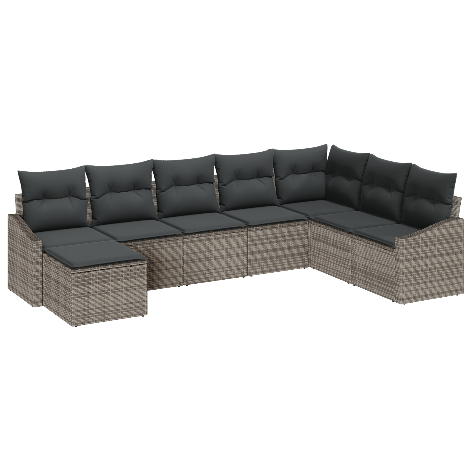 Thumbnail - vidaXL 8-tlg. Garten-Essgruppe mit Kissen Grau Poly Rattan