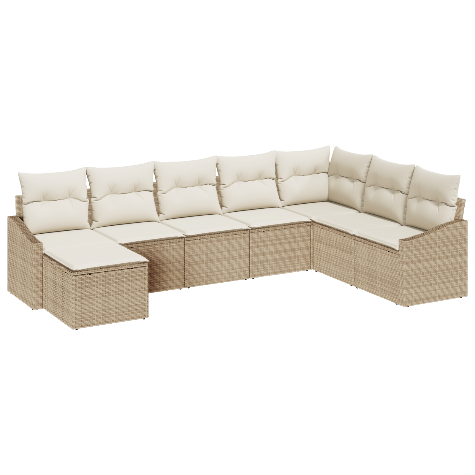 8-tlg. Garten-Essgruppe mit Kissen Beige Poly Rattan - Gartenmöbel - Your Garden Eden