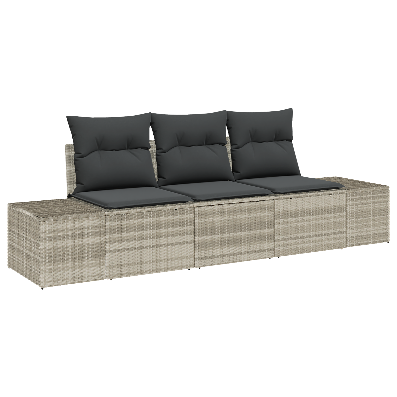 Thumbnail - vidaXL 3-tlg. Garten-Sofagarnitur mit Kissen Hellgrau Poly Rattan