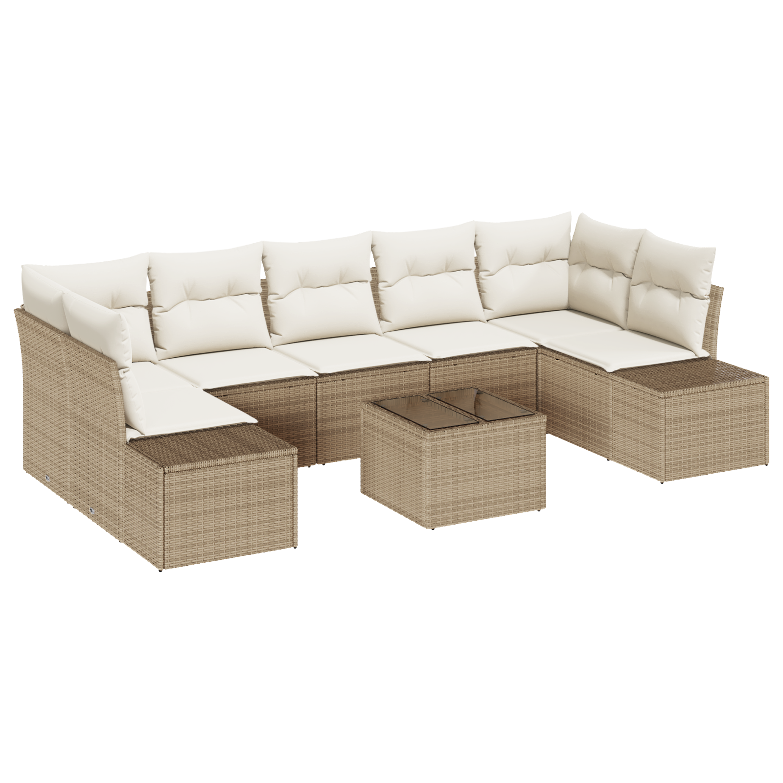 8 dalių sodo sofa komplektas su pagalvėlėmis Smėlio poli ratan - Image 2