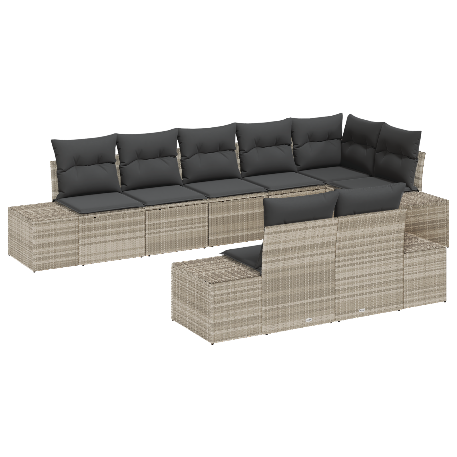 Thumbnail - vidaXL 8-teiliges Garten-Sofa-Set mit Kissen Hellgrau Poly-Rattan