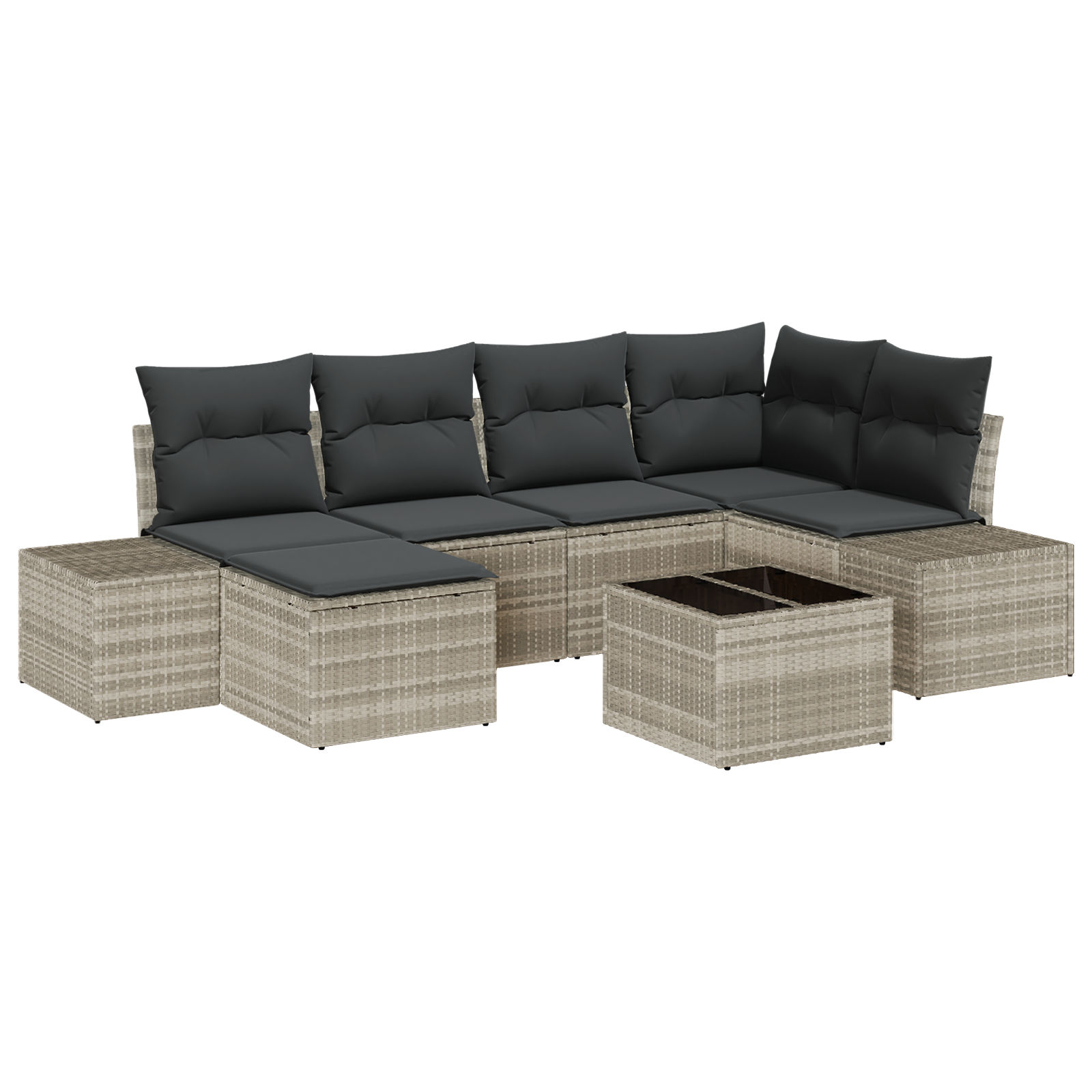 Thumbnail - vidaXL 7-teiliges Garten Sofa Set mit Kissen Graues Poly Rattan