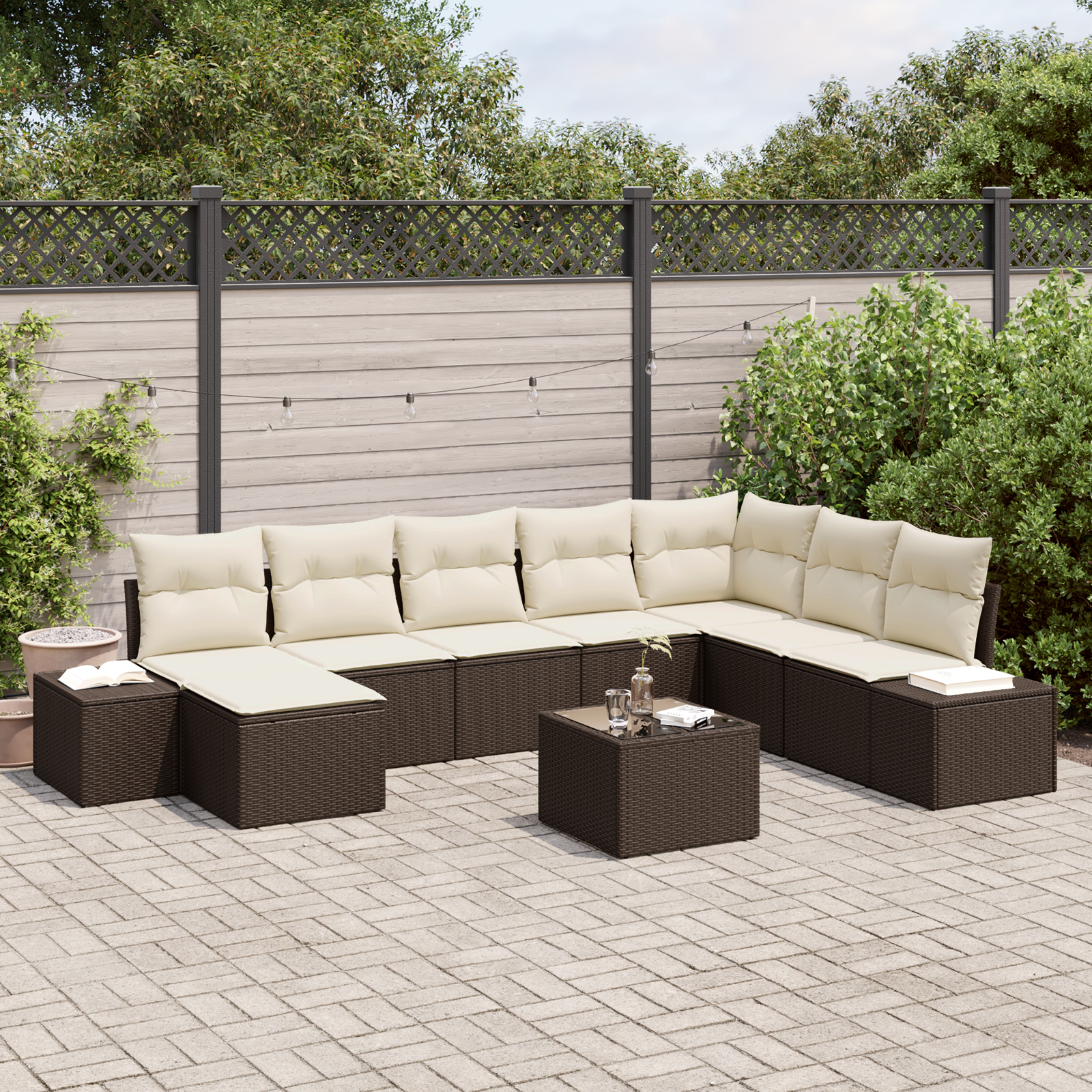 Conjunto de Sofá de Jardim com Almofadas de 8 Peças Cinza Polirattan Conjunto de Sofá de Jardim com Almofadas de 8 Peças Cinza Polirattan
