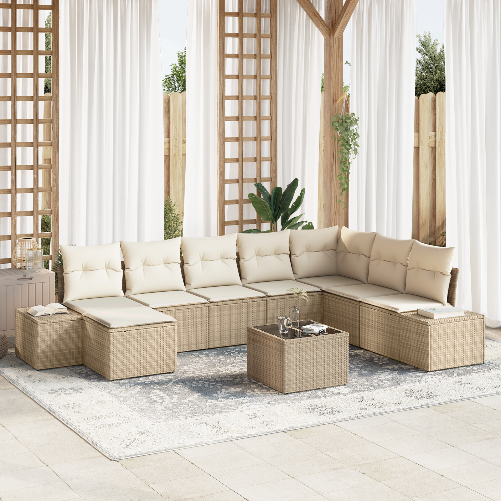 Thumbnail - vidaXL 9-teiliges Garten Sofa Set mit Kissen Brown Poly Rattan