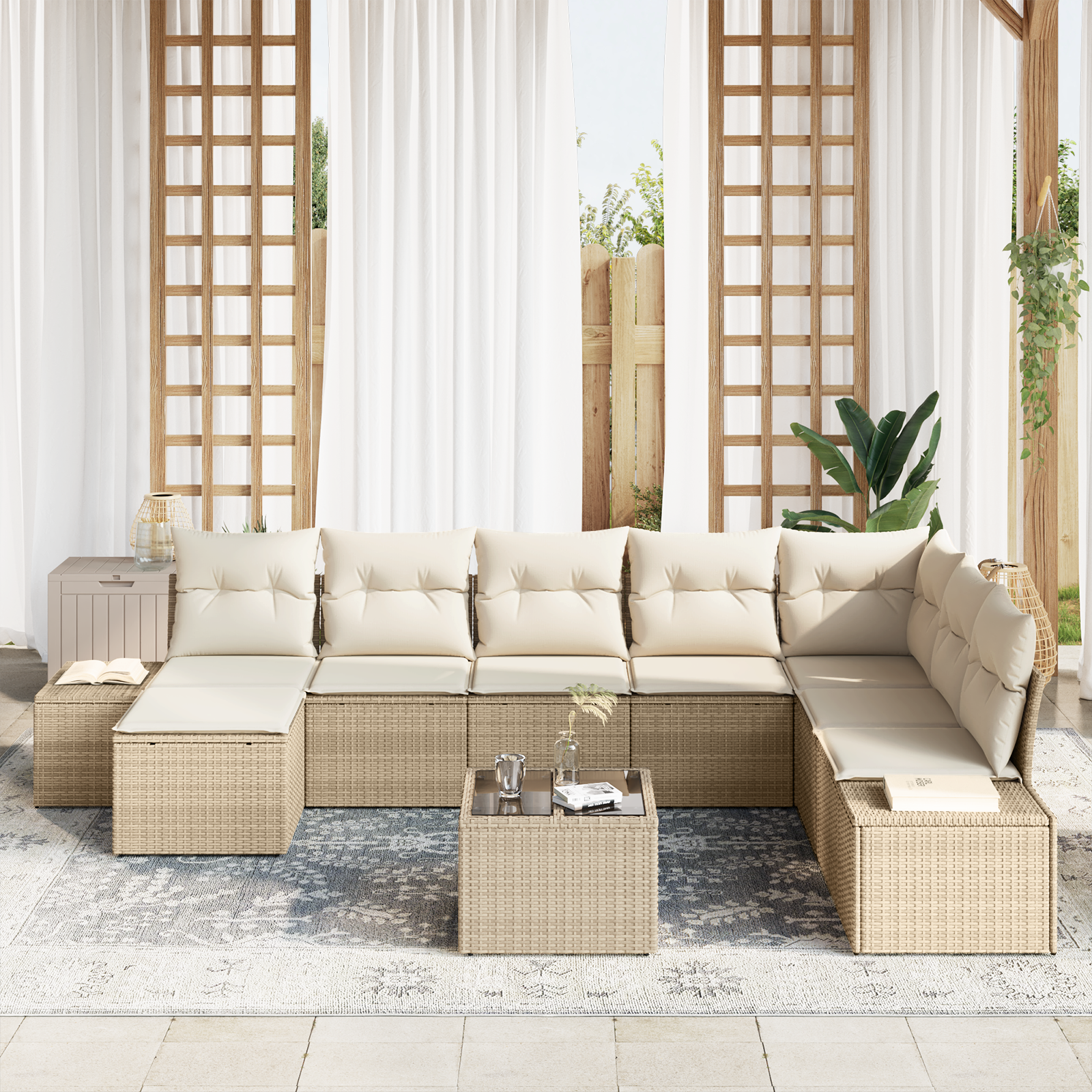 Thumbnail - vidaXL 9-teiliges Garten Sofa Set mit Kissen Brown Poly Rattan