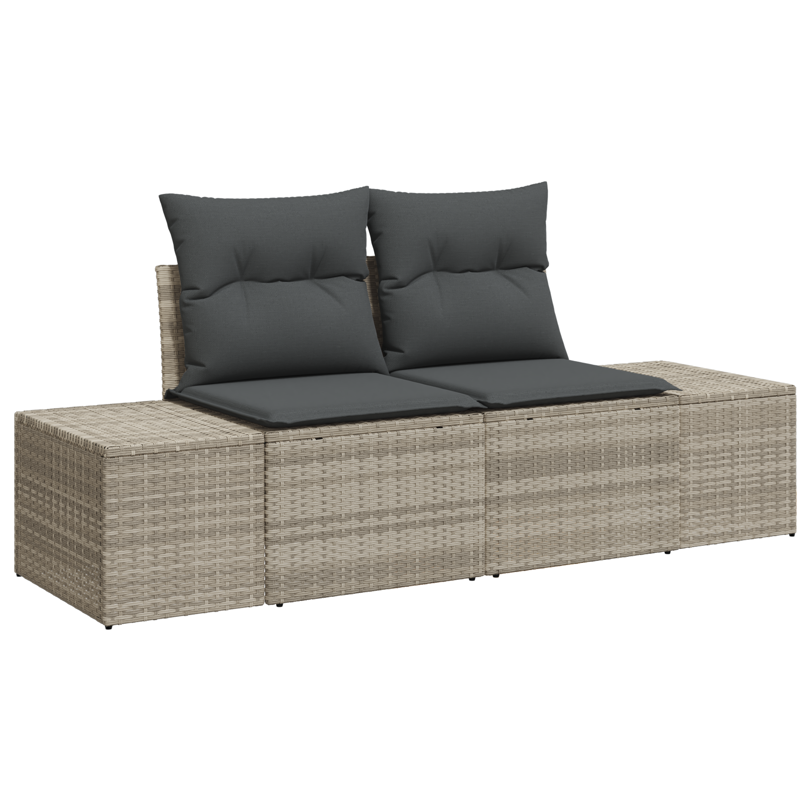 7-teiliges Garten-Sofa-Set mit Kissen in hellgrau Poly-Rattan – Bild 4