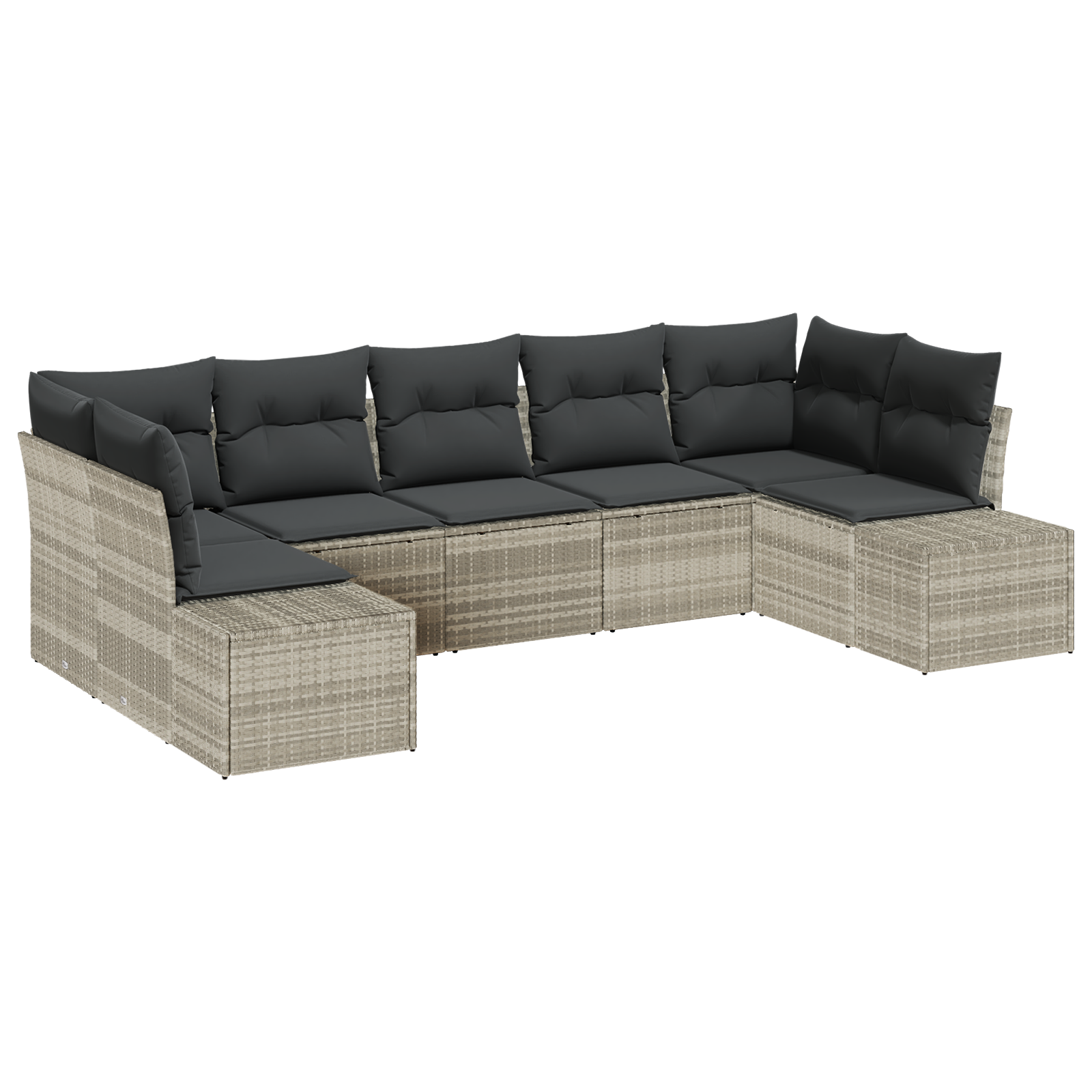 7-teiliges Garten-Sofa-Set mit Kissen in hellgrau Poly-Rattan – Bild 2