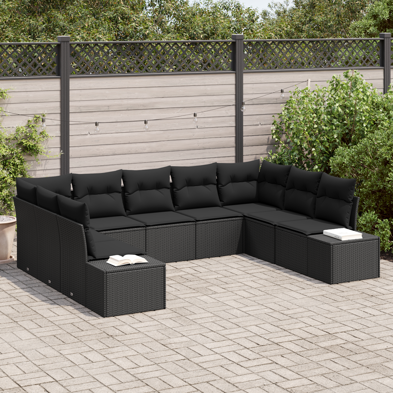 Thumbnail - vidaXL 9-teiliges Garten Sofa Set mit Kissen in schwarzem Poly Rattan