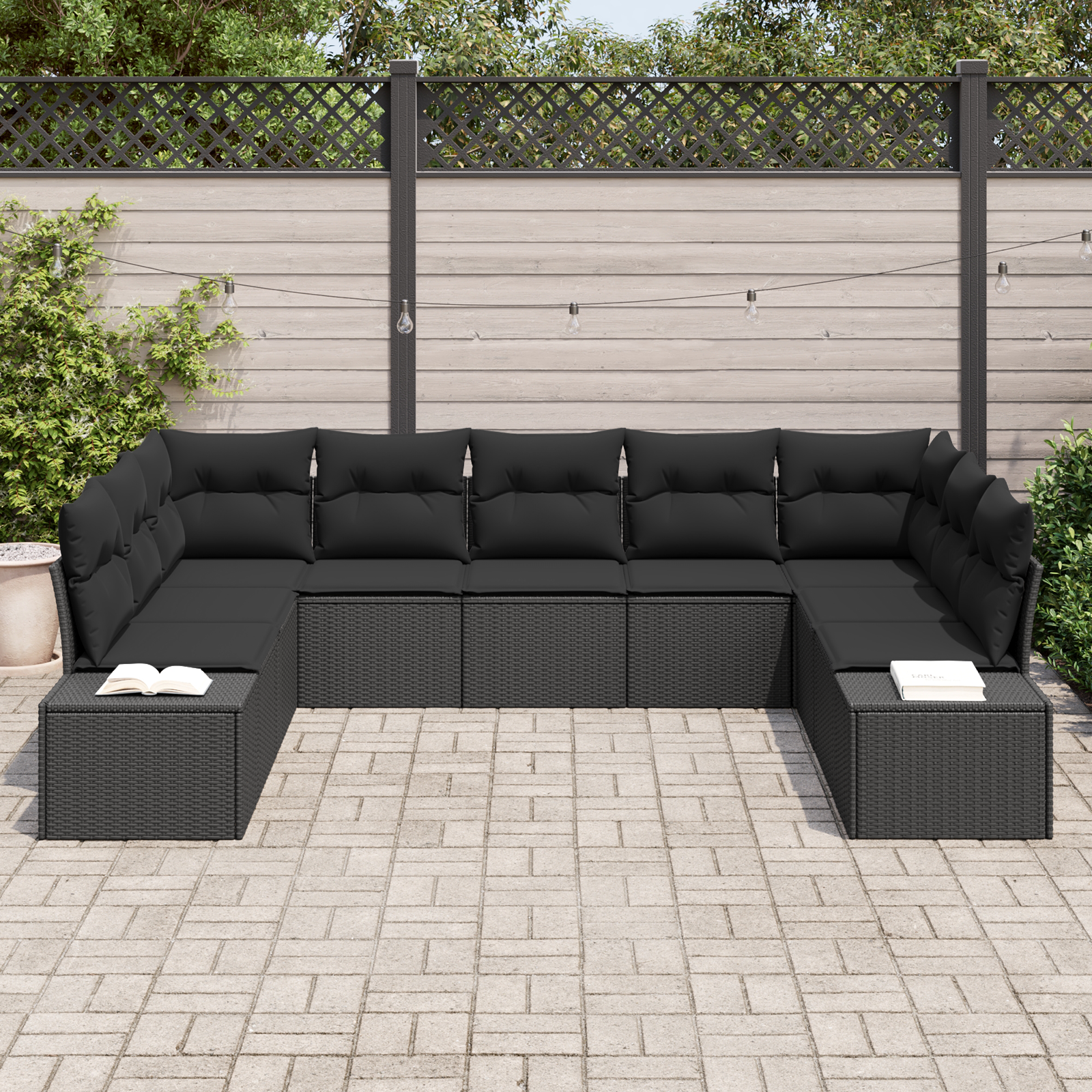 Thumbnail - vidaXL 9-teiliges Garten Sofa Set mit Kissen in schwarzem Poly Rattan