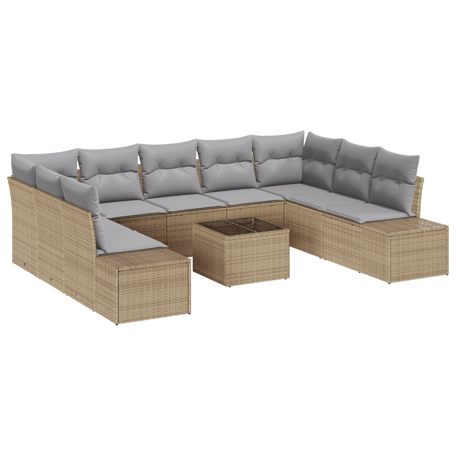 10 dalių Sodo Sofa Komplektas su Pagalvėmis Juoda Poli Ratanas - Image 2