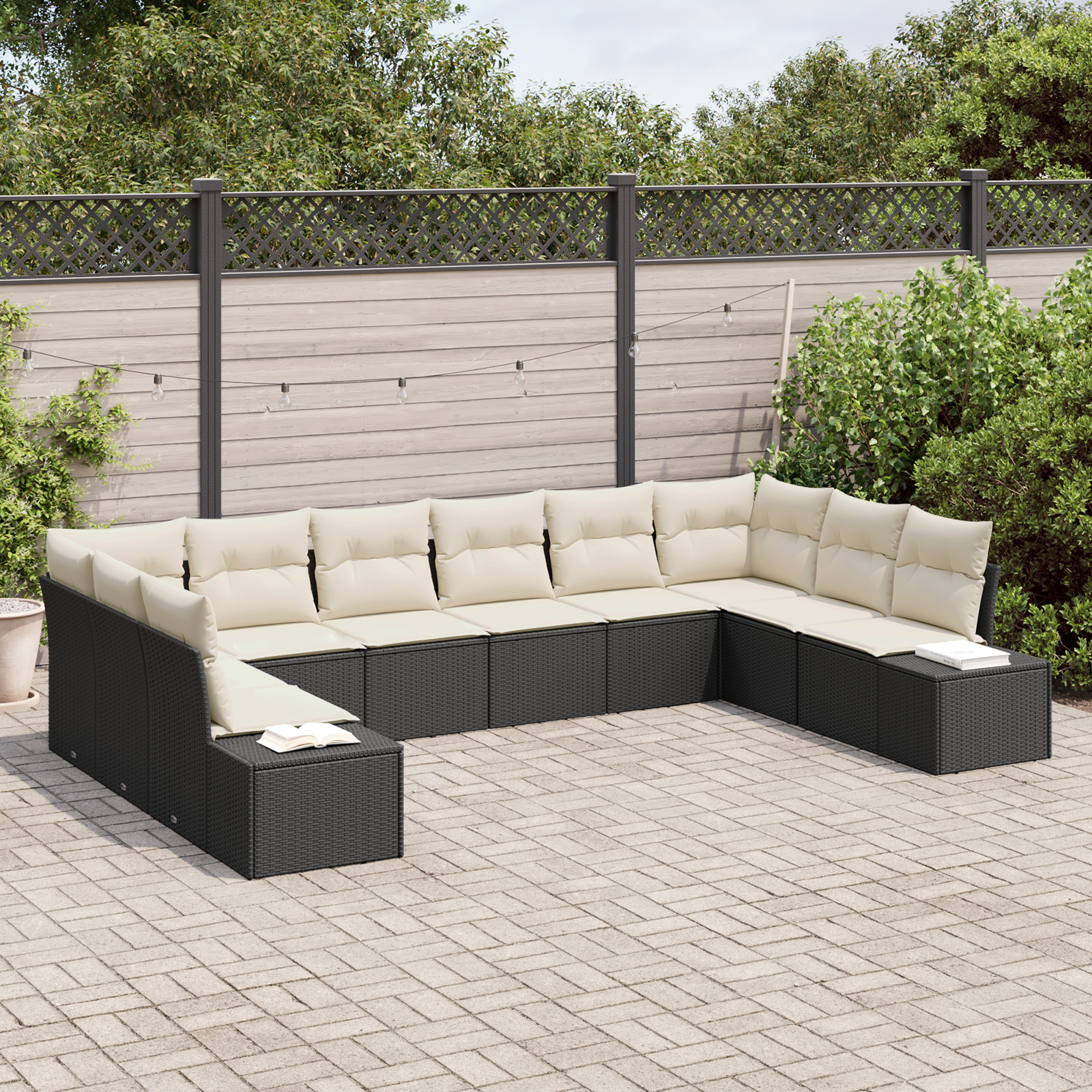 Thumbnail - vidaXL 10-teiliges Garten Sofa Set mit Kissen Schwarz Poly Rattan