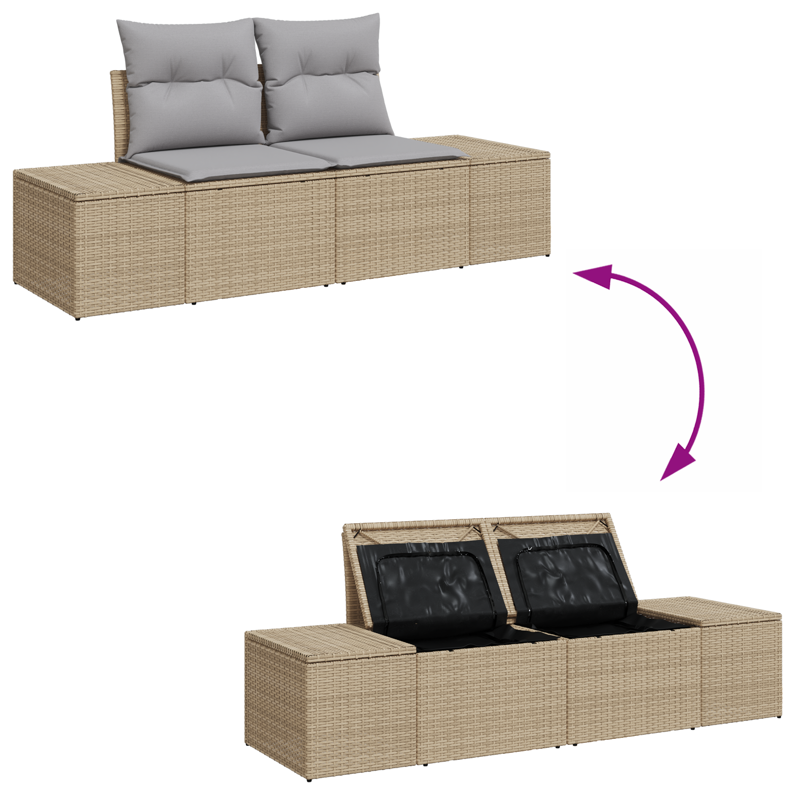 10 dalių sodo sofa rinkinys su pagalvėlėmis smėlio poli ratanui - Image 9