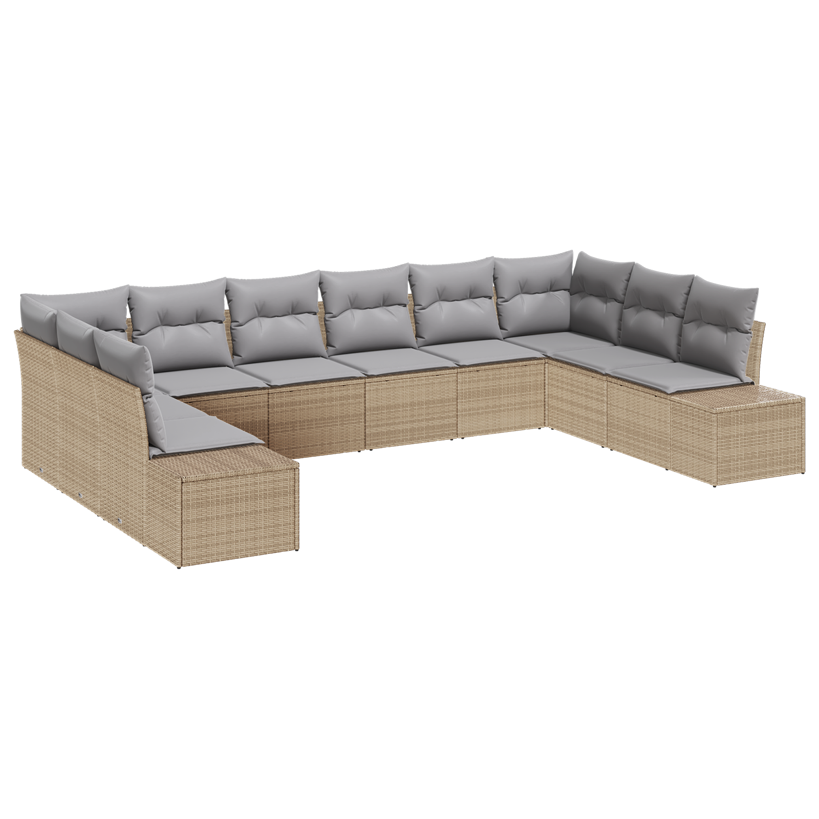 10 dalių sodo sofa rinkinys su pagalvėlėmis smėlio poli ratanui - Image 2