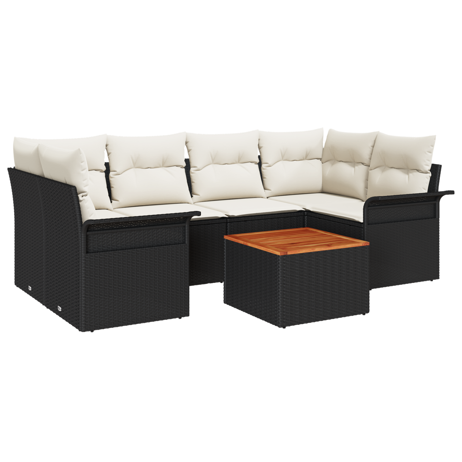 Thumbnail - vidaXL 7-teiliges Garten-Sofa-Set mit Kissen Schwarz Poly-Rattan Akazie