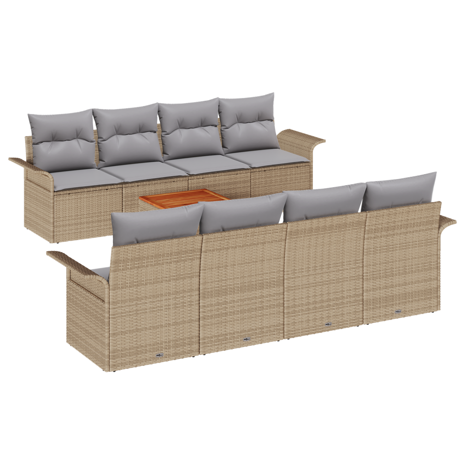 Thumbnail - vidaXL 9-teiliges Garten Sofa Set mit Kissen Beige Poly Rattan Akazie