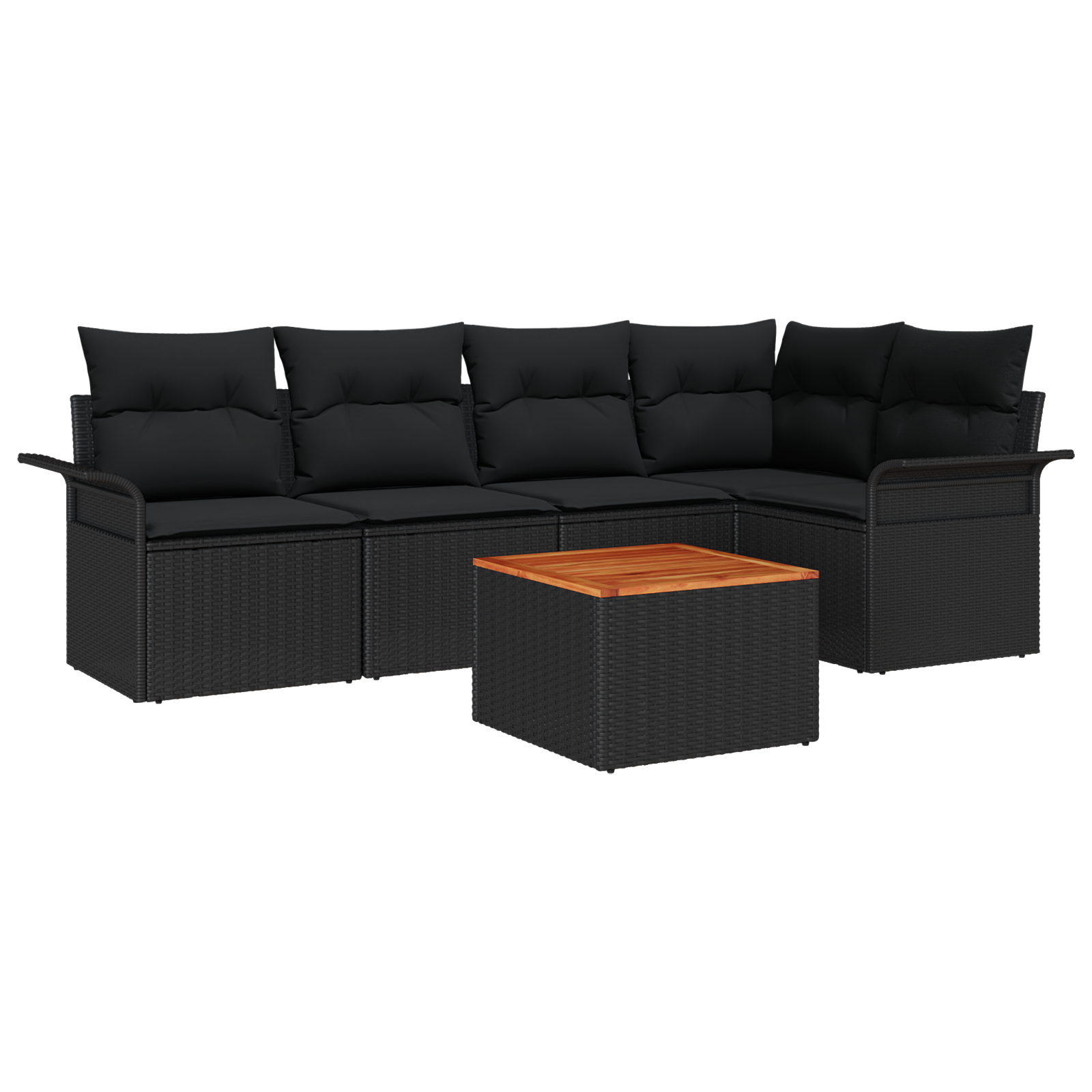 Thumbnail - vidaXL 6-teiliges Garten Sofa Set mit Kissen Schwarzes Poly Rattan Akazie