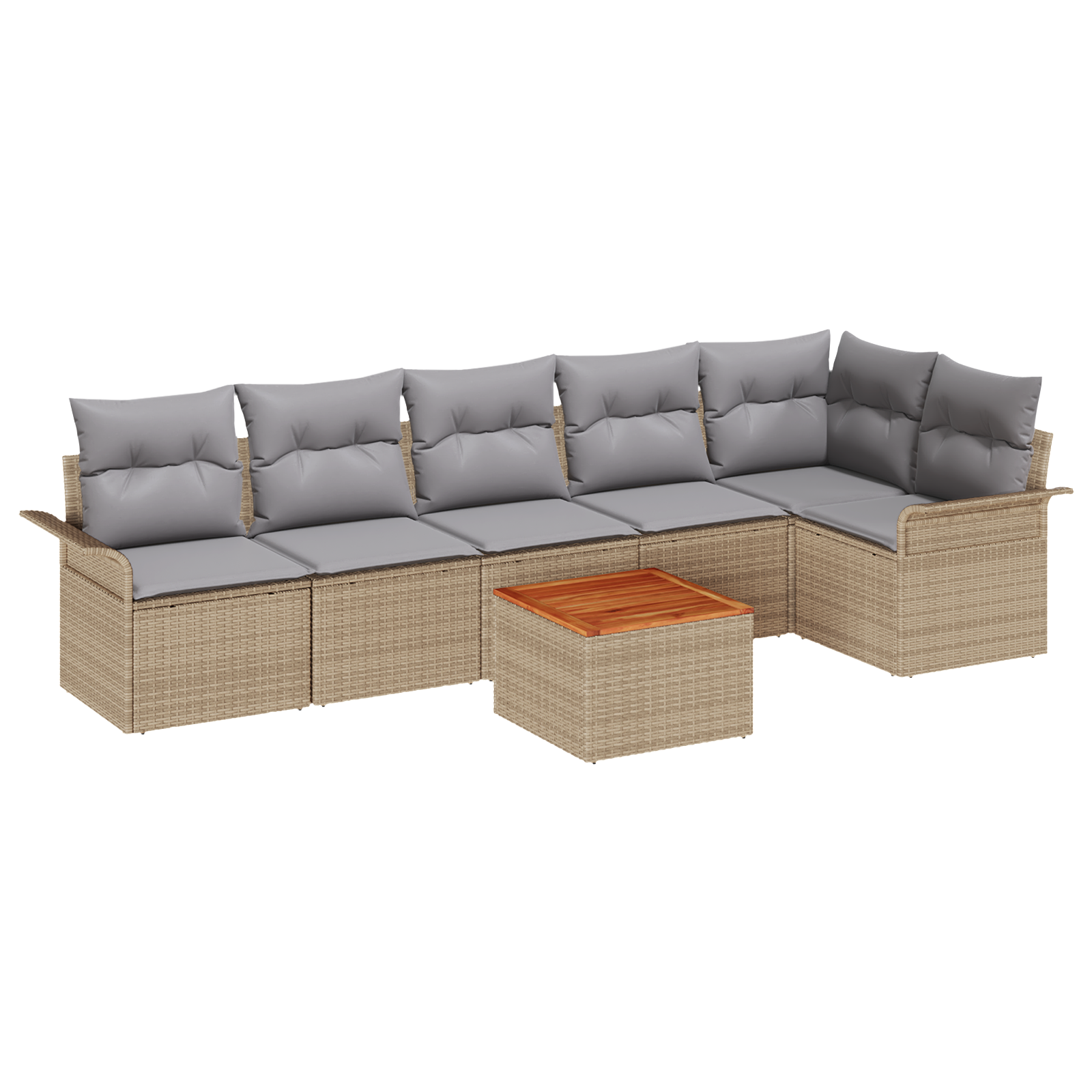 Thumbnail - vidaXL 7-teiliges Garten Sofa Set mit Kissen Beige Poly Rattan Akazie