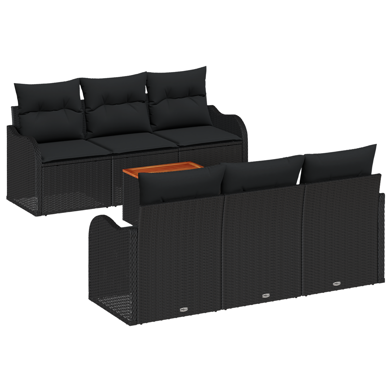 Thumbnail - vidaXL 7-tlg. Garten-Sofagarnitur mit Kissen Schwarz Poly Rattan