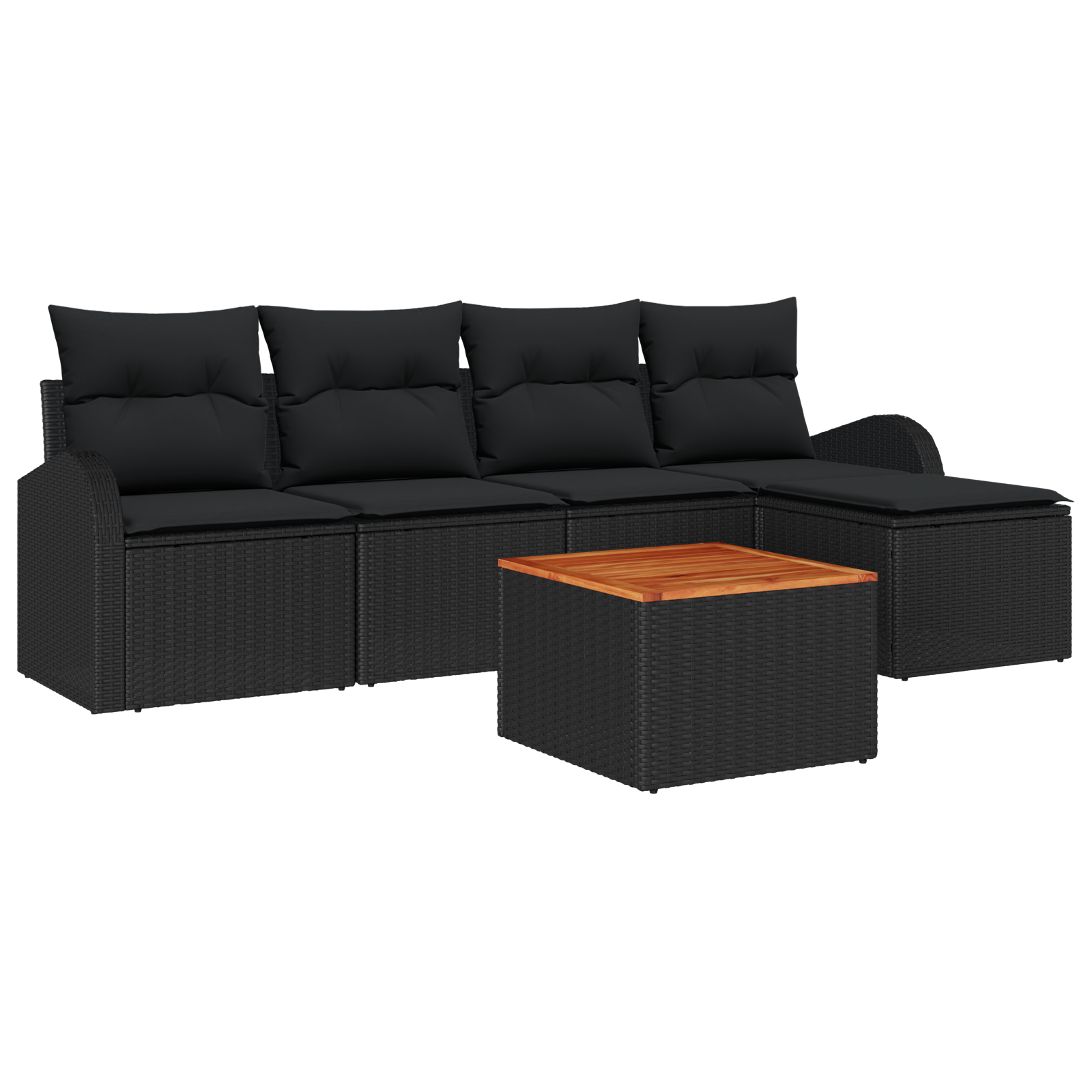 Thumbnail - vidaXL 6-teiliges Garten-Sofa-Set mit Kissen Schwarz Poly-Rattan Akazie