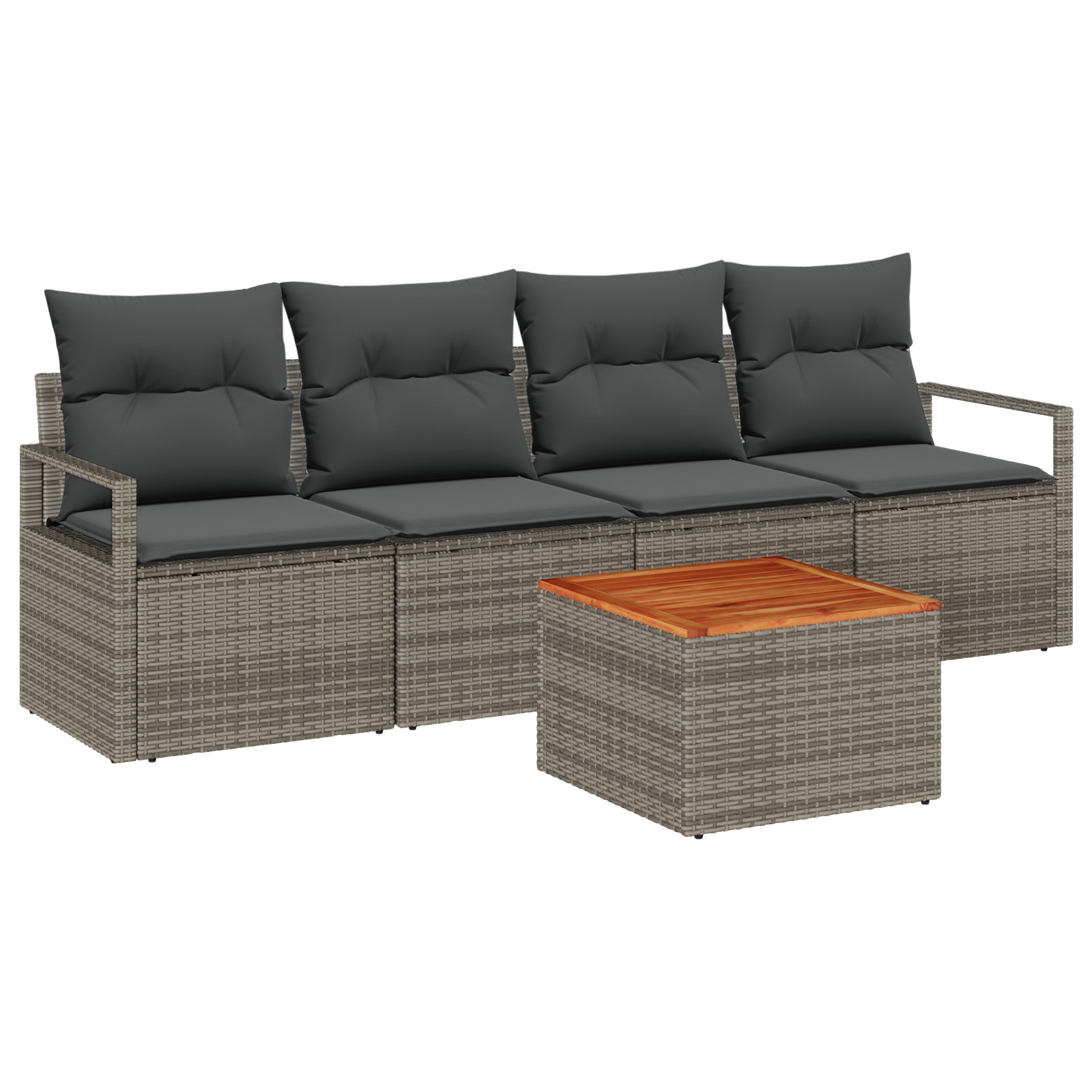 Thumbnail - vidaXL 5-teiliges Garten-Sofa-Set mit Kissen Grau Poly-Rattan Akazie