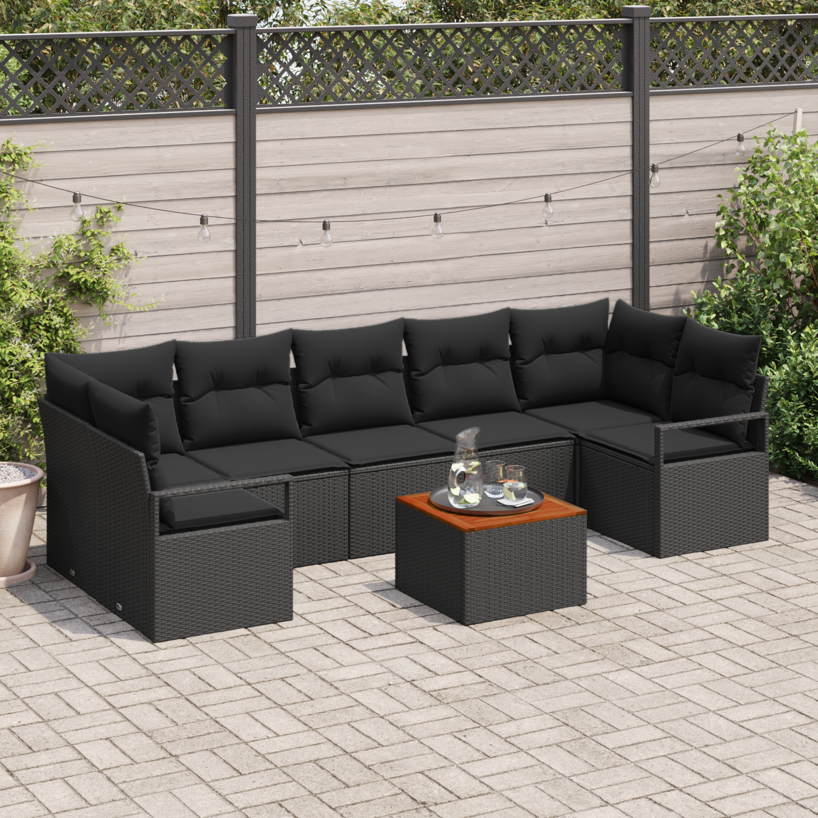 Thumbnail - vidaXL Garten-Sofa-Set 8 pcs Schwarz Groß Rattan