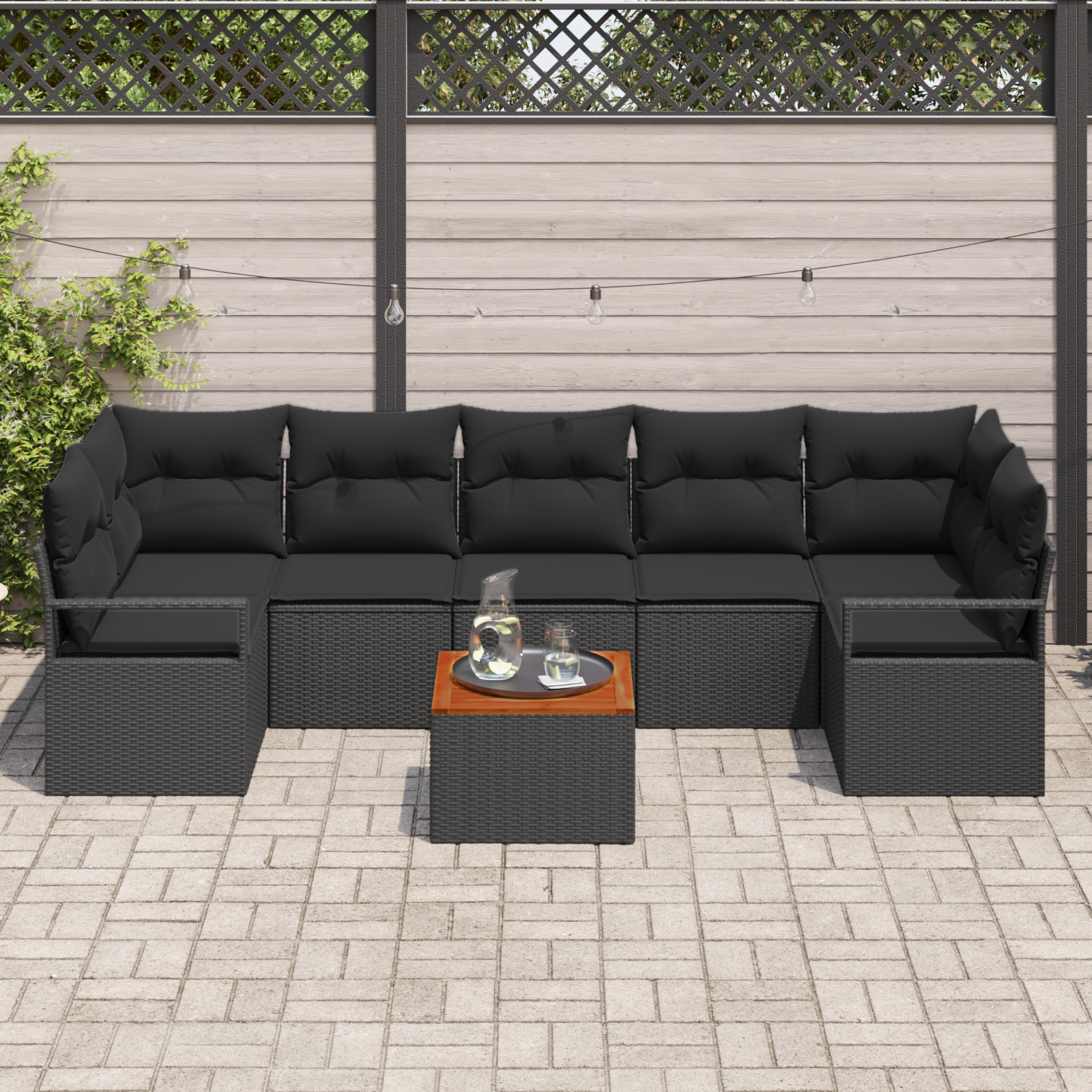 Thumbnail - vidaXL Garten-Sofa-Set 8 pcs Schwarz Groß Rattan