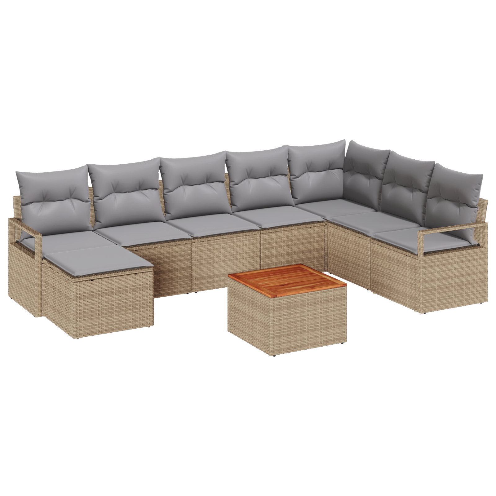 Thumbnail - vidaXL 9-teiliges Garten Sofa Set mit Kissen Beiges Poly Rattan Akazie