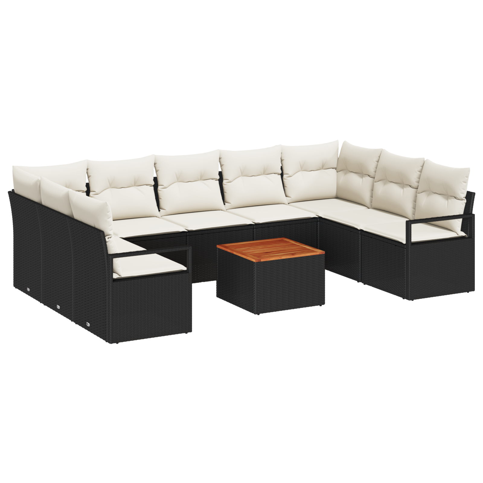Thumbnail - vidaXL 10-teiliges Garten-Sofa-Set mit Kissen Schwarz Poly Rattan Akazie