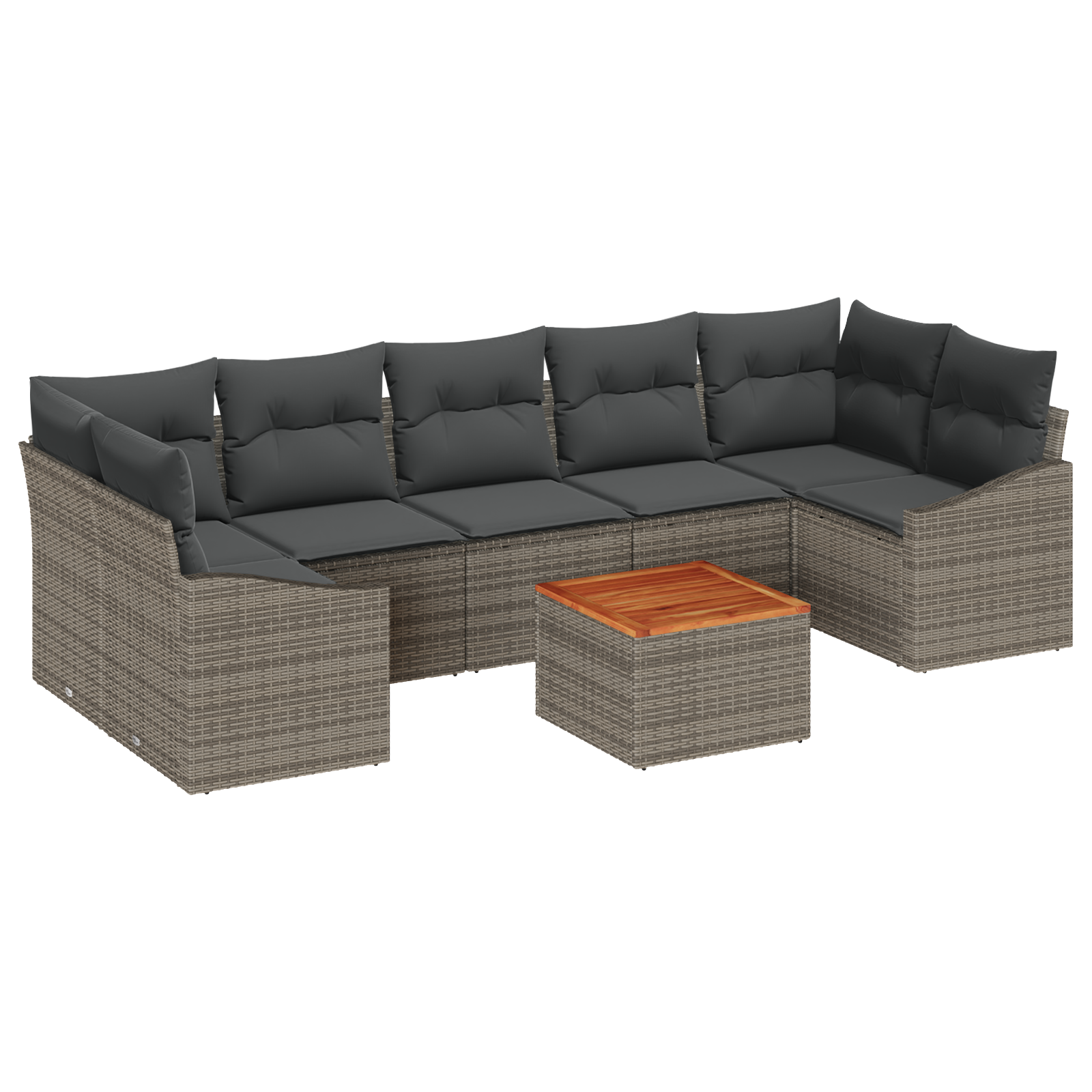 Thumbnail - vidaXL Garten-Sofa Set 8 pcs Grau 55 x 55 x 37 cm Rattan, Holz